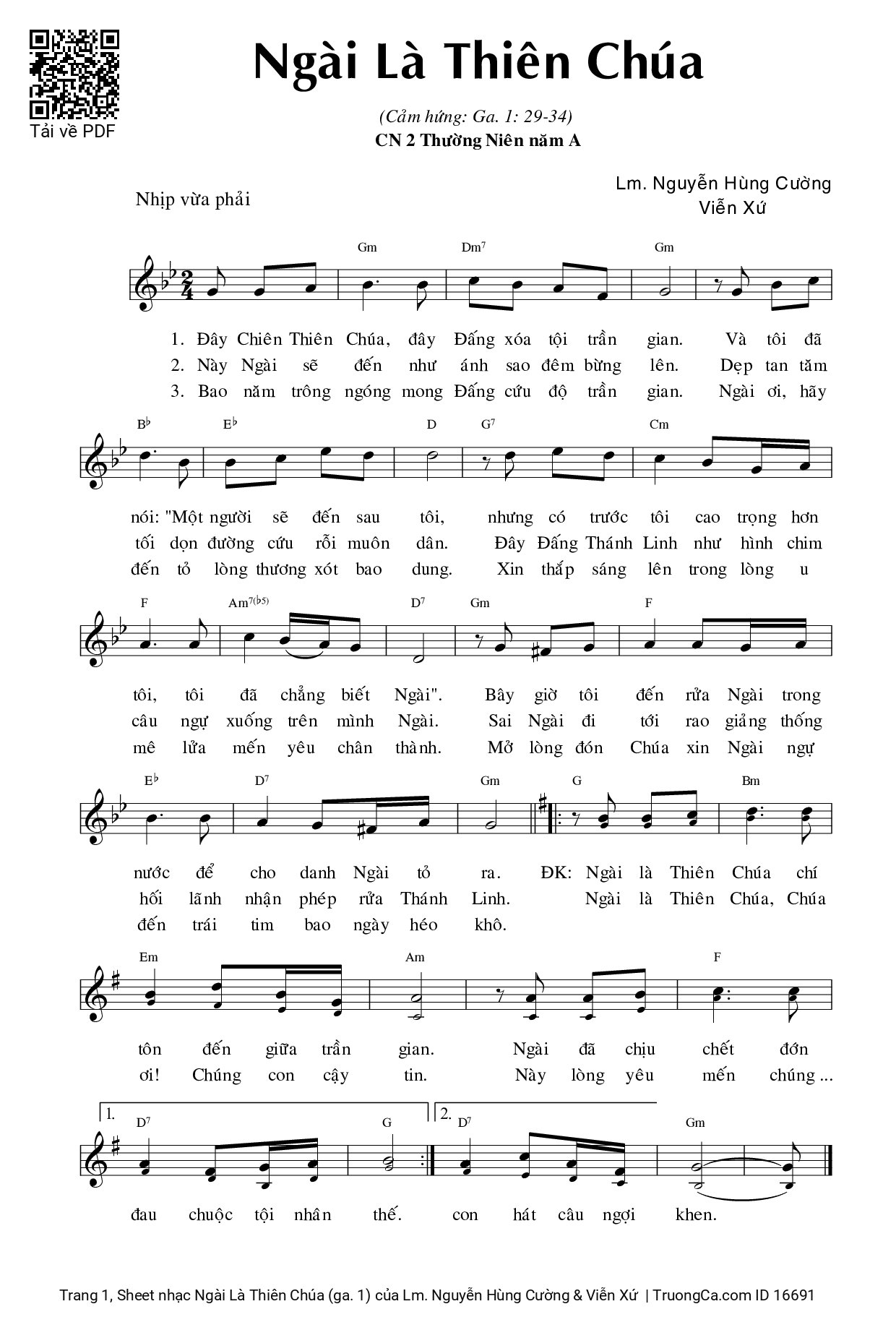 Sheet PDF of Ngài Là Thiên Chúa (ga. 1)