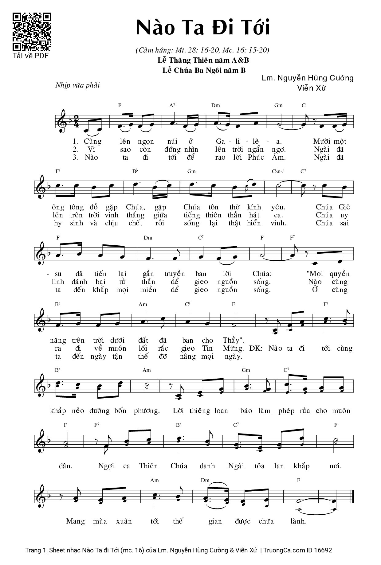 Page 1 of Sheet music PDF Nào Ta đi Tới (mc. 16) - Lm. Nguyễn Hùng Cường & Viễn Xứ