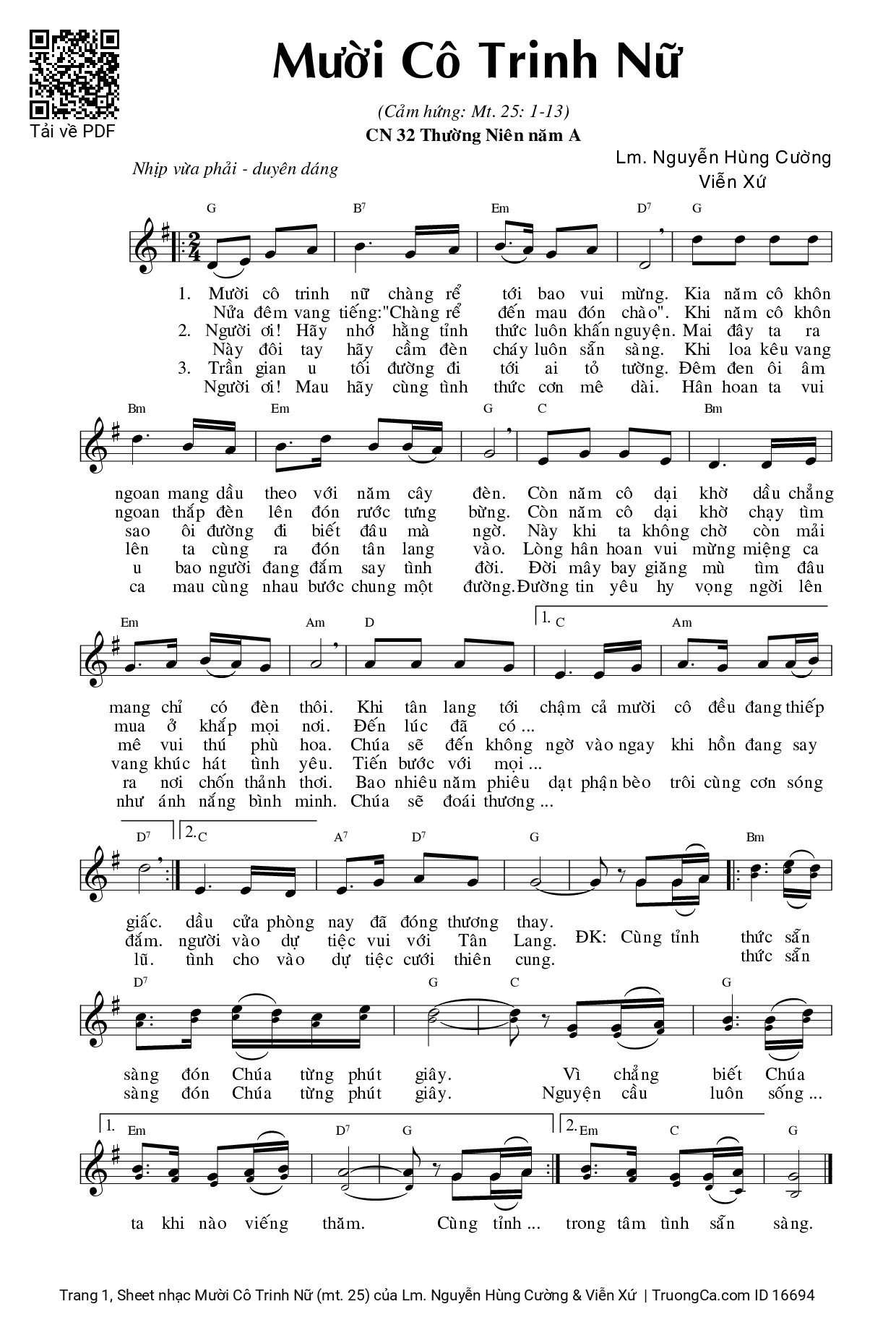 Sheet PDF of Mười Cô Trinh Nữ (mt. 25)