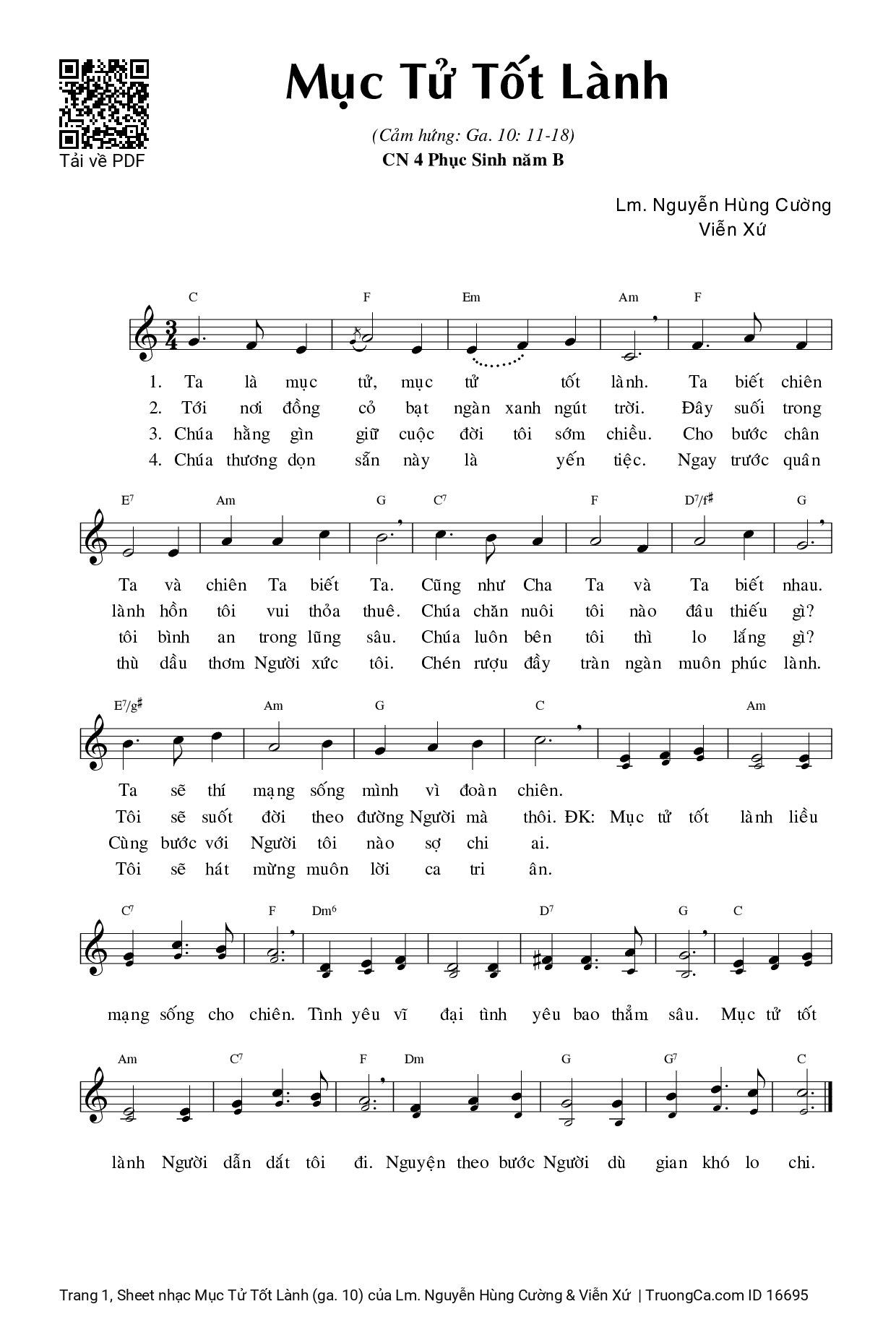 Sheet PDF of Mục Tử Tốt Lành (ga. 10)