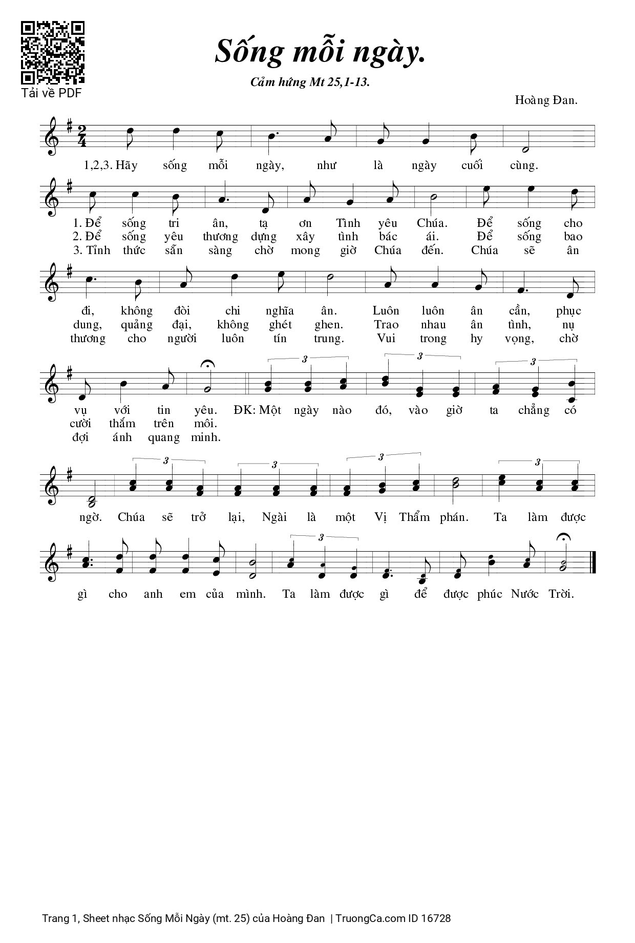 Sheet PDF of Sống Mỗi Ngày (mt. 25)