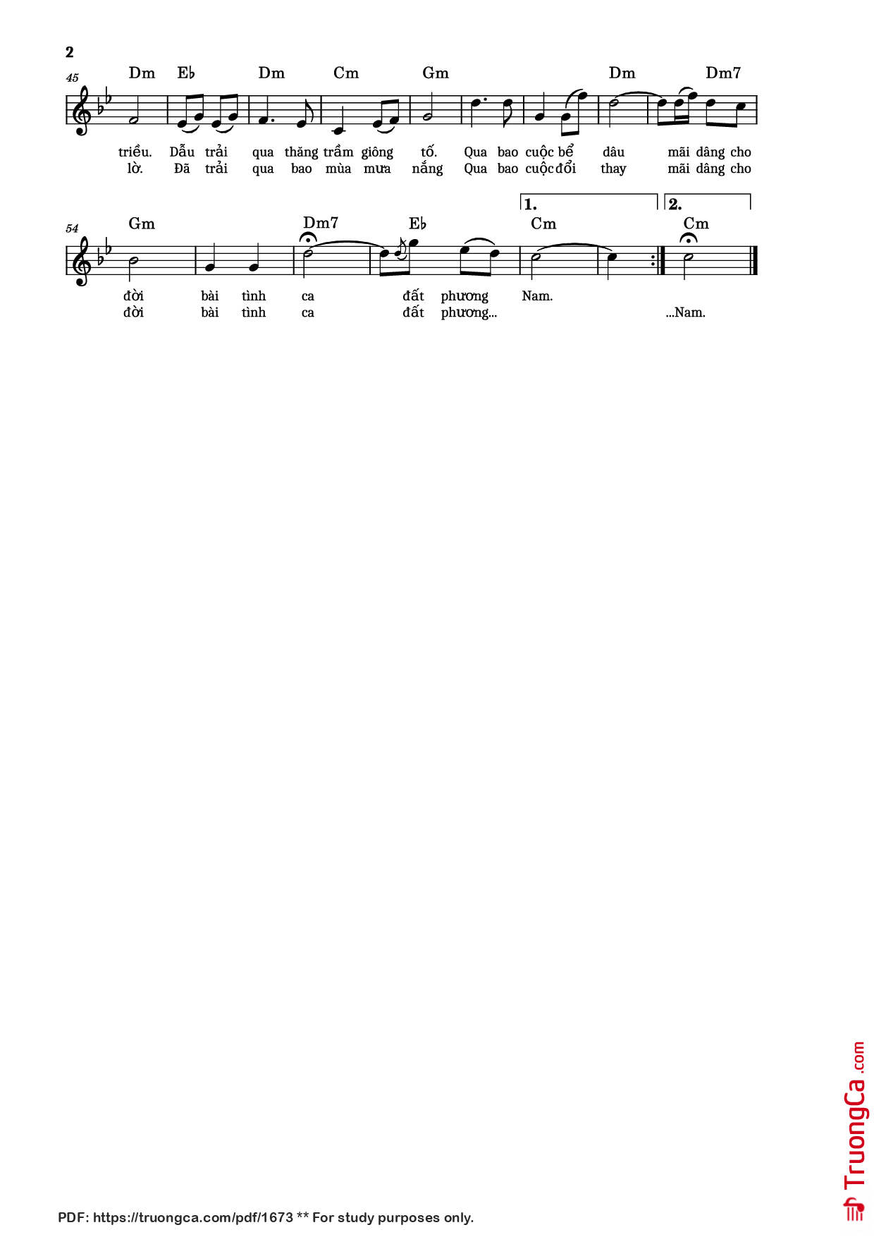 Nhắn ai đi về miền đất phương Nam Trời xanh mây trắng, Trang 2