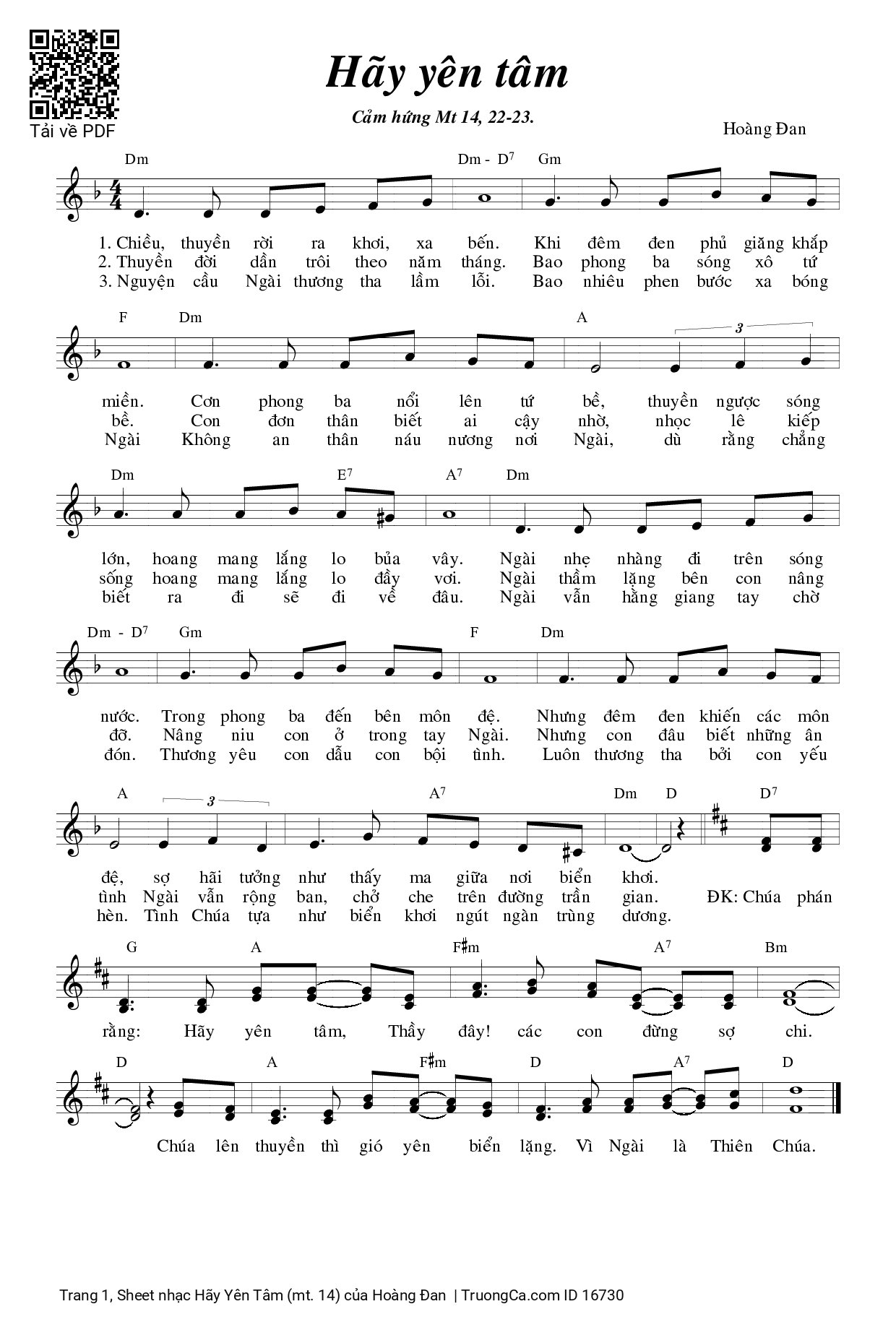 Sheet PDF of Hãy Yên Tâm (mt. 14)