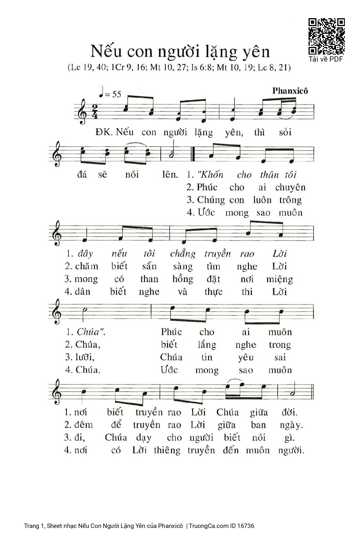 Sheet PDF of Nếu Con Người Lặng Yên