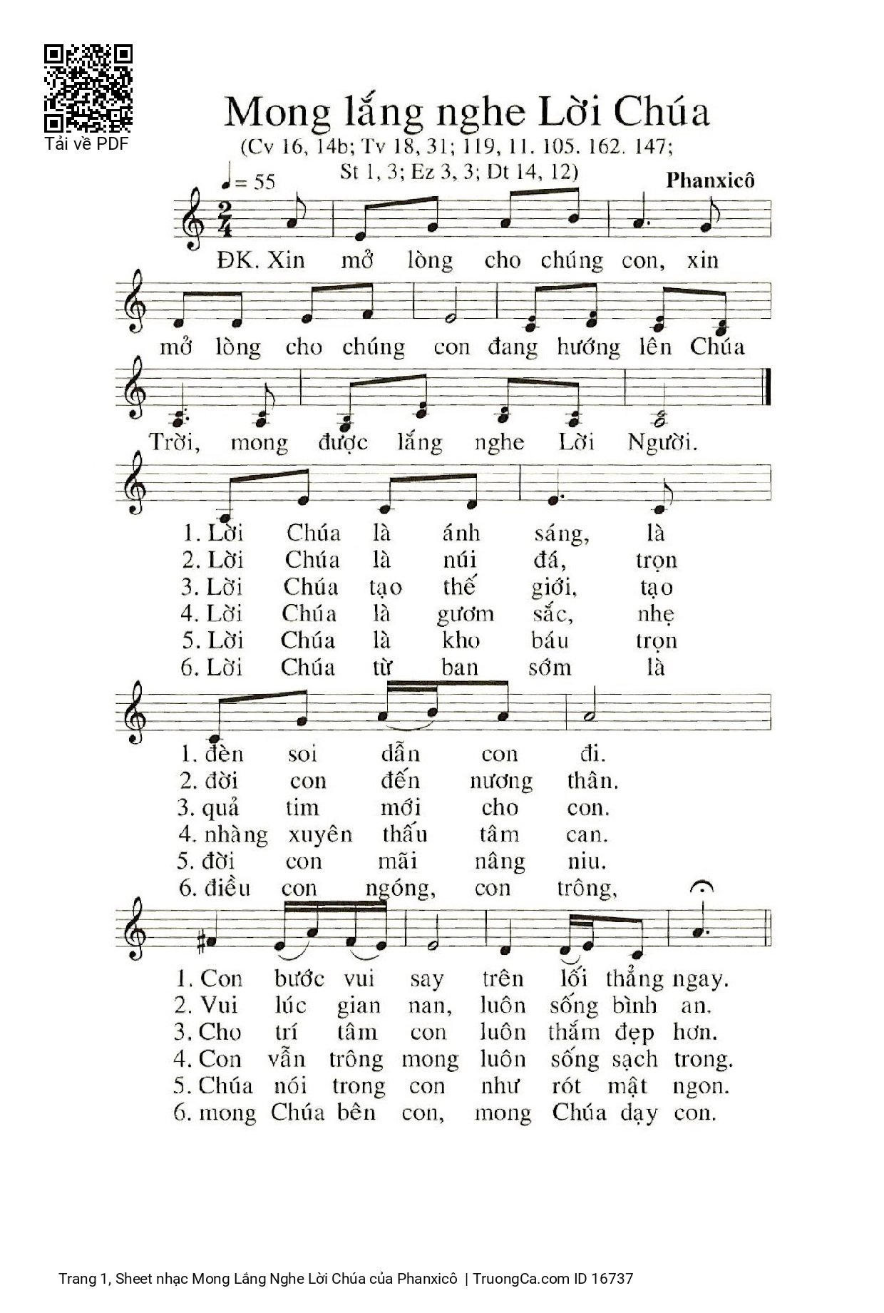 Sheet PDF of Mong Lắng Nghe Lời Chúa
