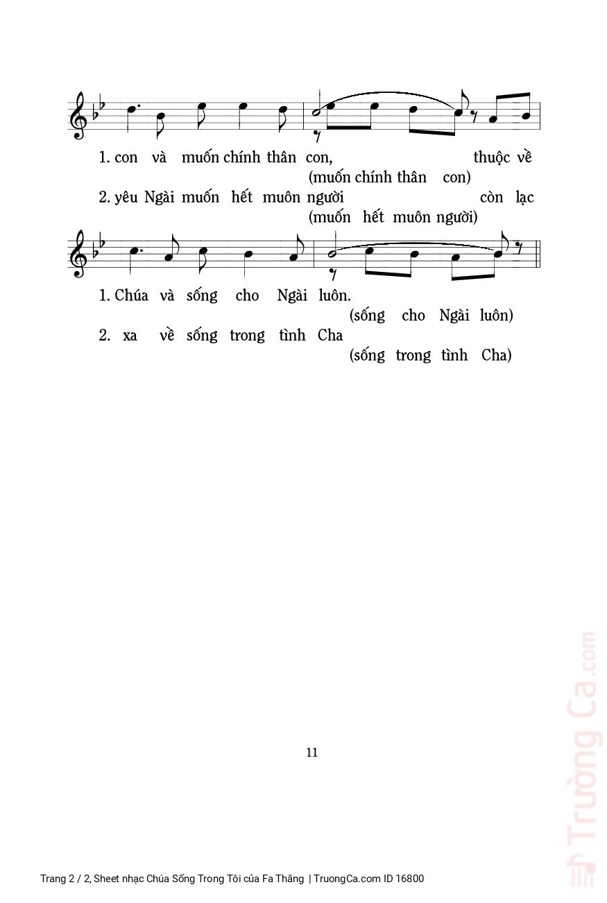 Page 2 of Sheet music PDF Chúa Sống Trong Tôi - Fa Thăng