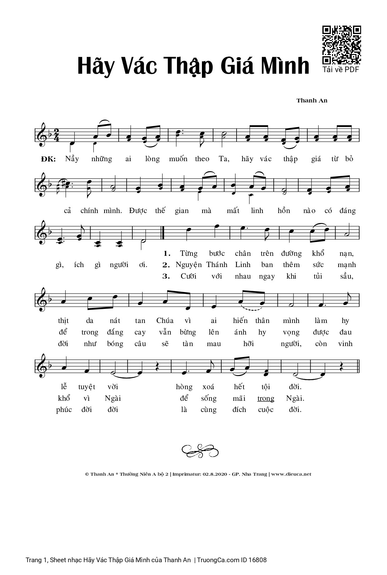 Sheet PDF of Hãy Vác Thập Giá Mình