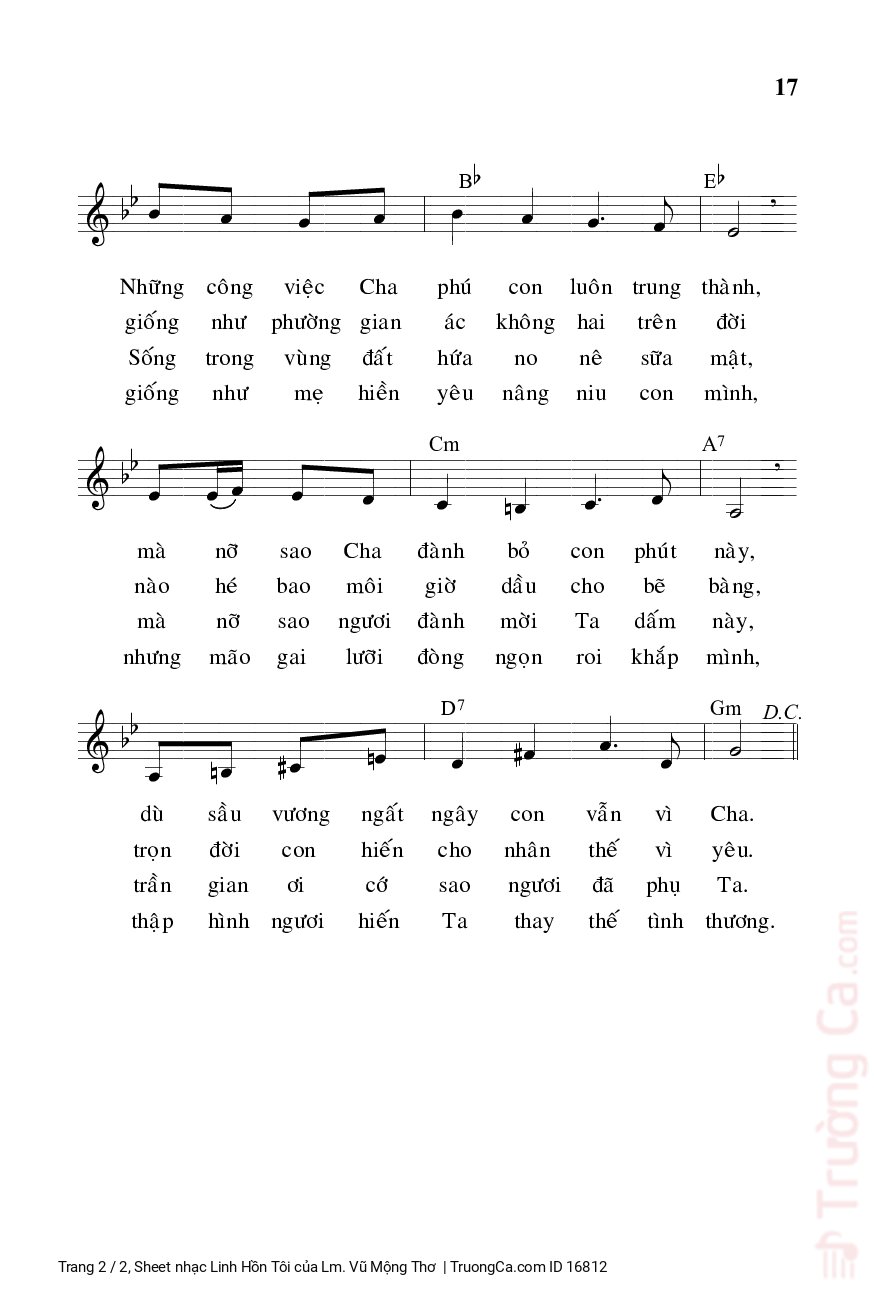 Page 2 of Sheet music PDF Linh Hồn Tôi - Lm. Vũ Mộng Thơ