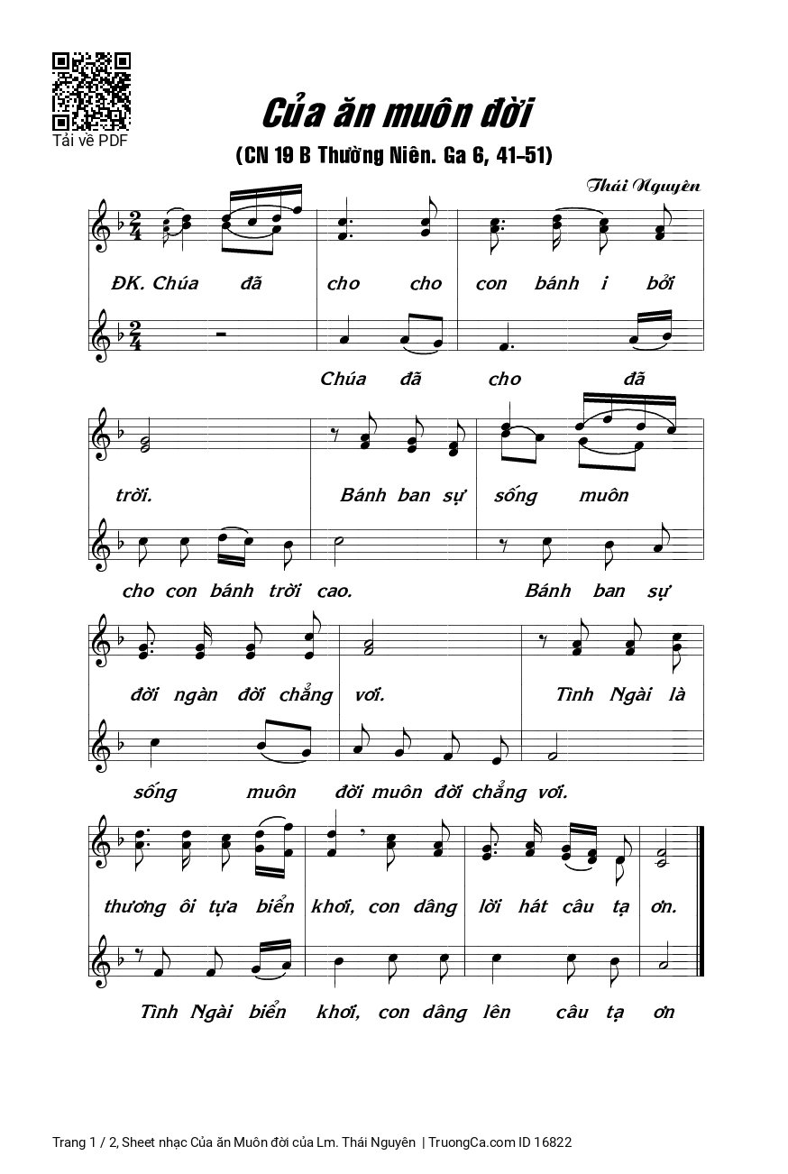 Sheet PDF of Của ăn Muôn đời