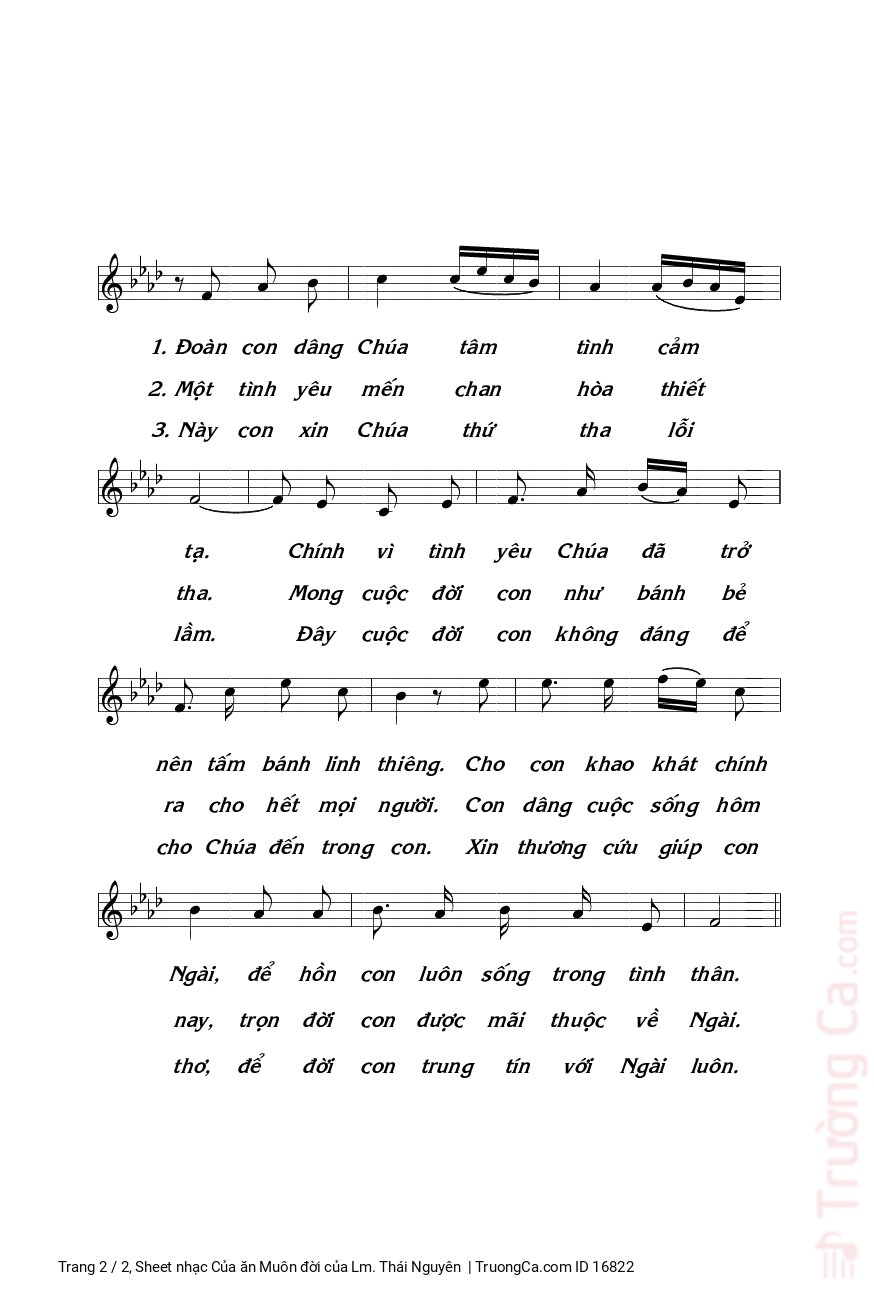 Page 2 of Sheet music PDF Của ăn Muôn đời - Lm. Thái Nguyên