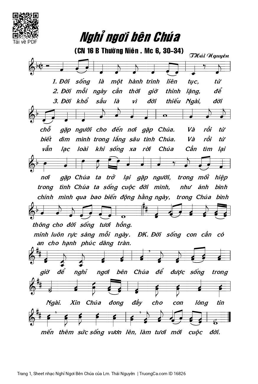 Page 1 of Sheet music PDF Nghỉ Ngơi Bên Chúa - Lm. Thái Nguyên