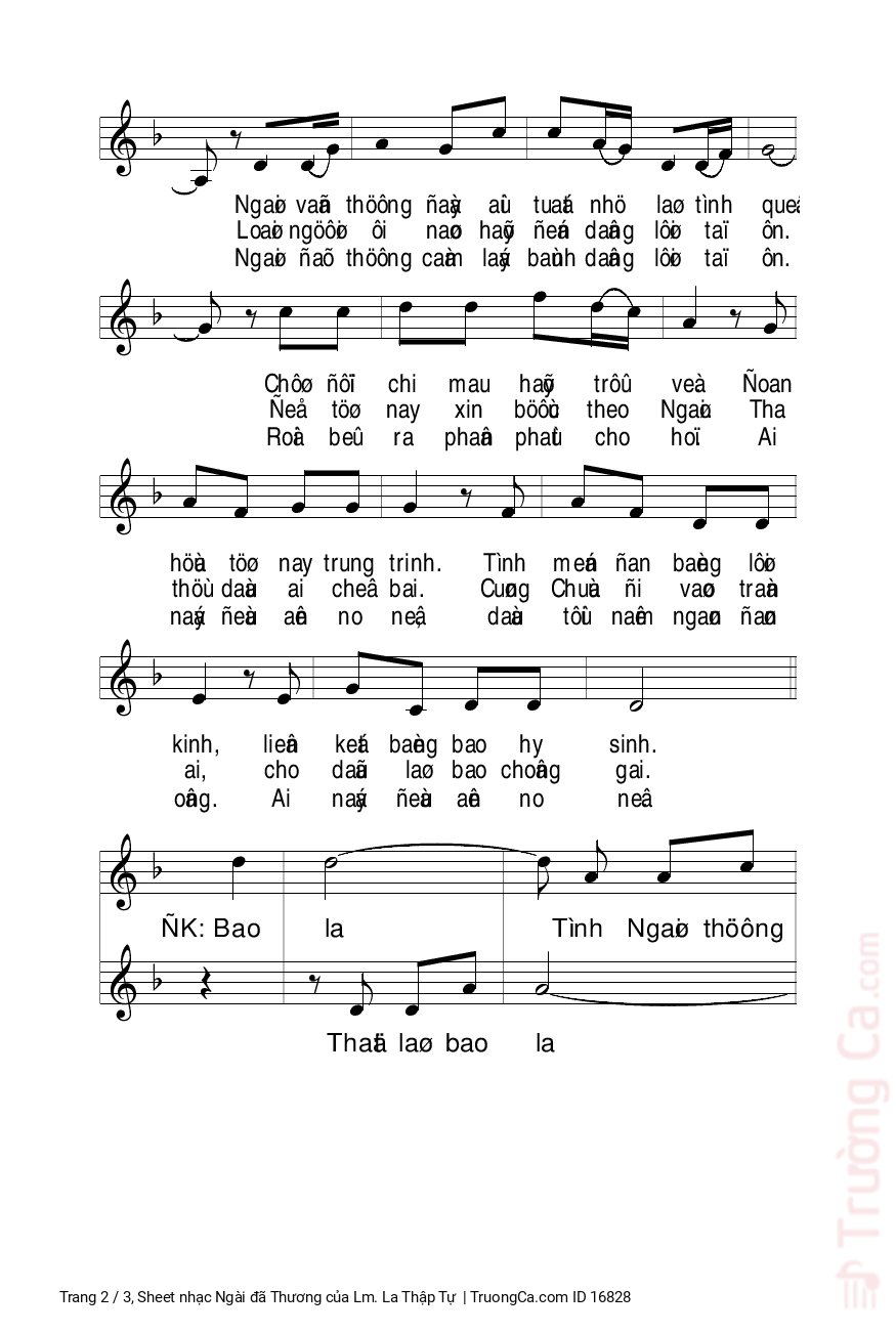 Page 2 of Sheet music PDF Ngài đã Thương - Lm. La Thập Tự