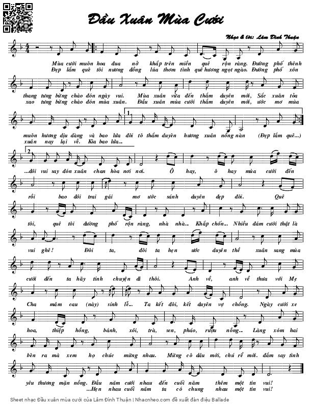 Page 1 of Sheet music PDF Đầu xuân mùa cưới - Lâm Đình Thuận