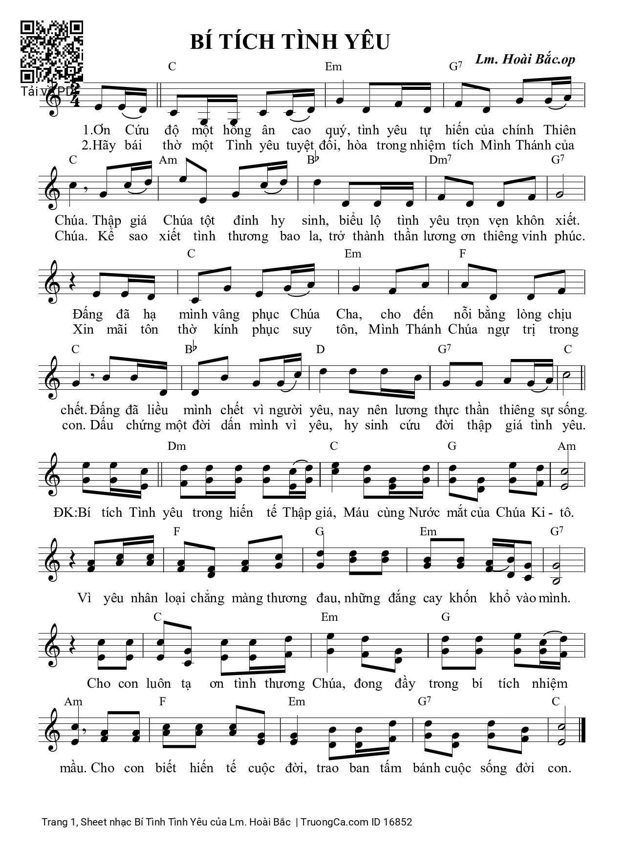 Sheet PDF of Bí Tình Tình Yêu