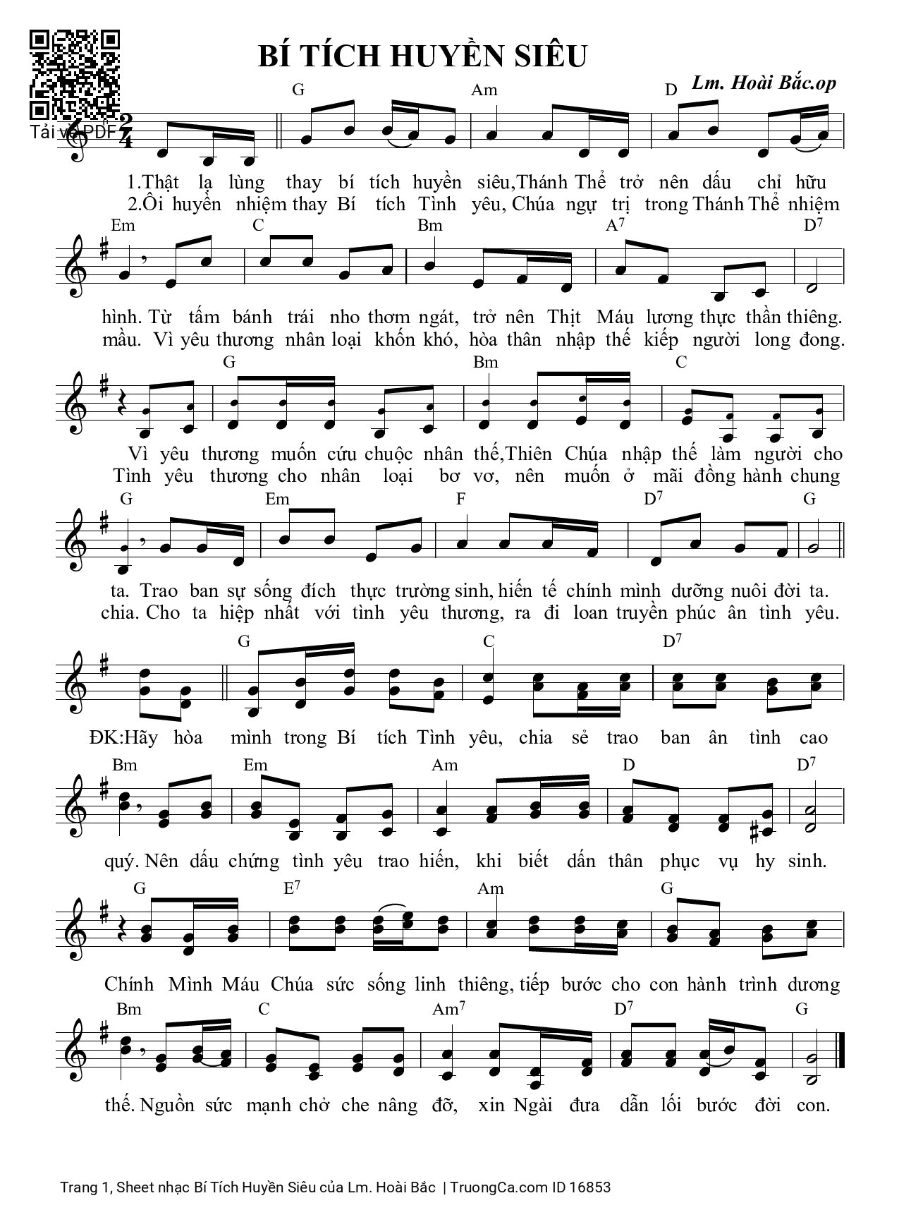 Sheet PDF of Bí Tích Huyền Siêu