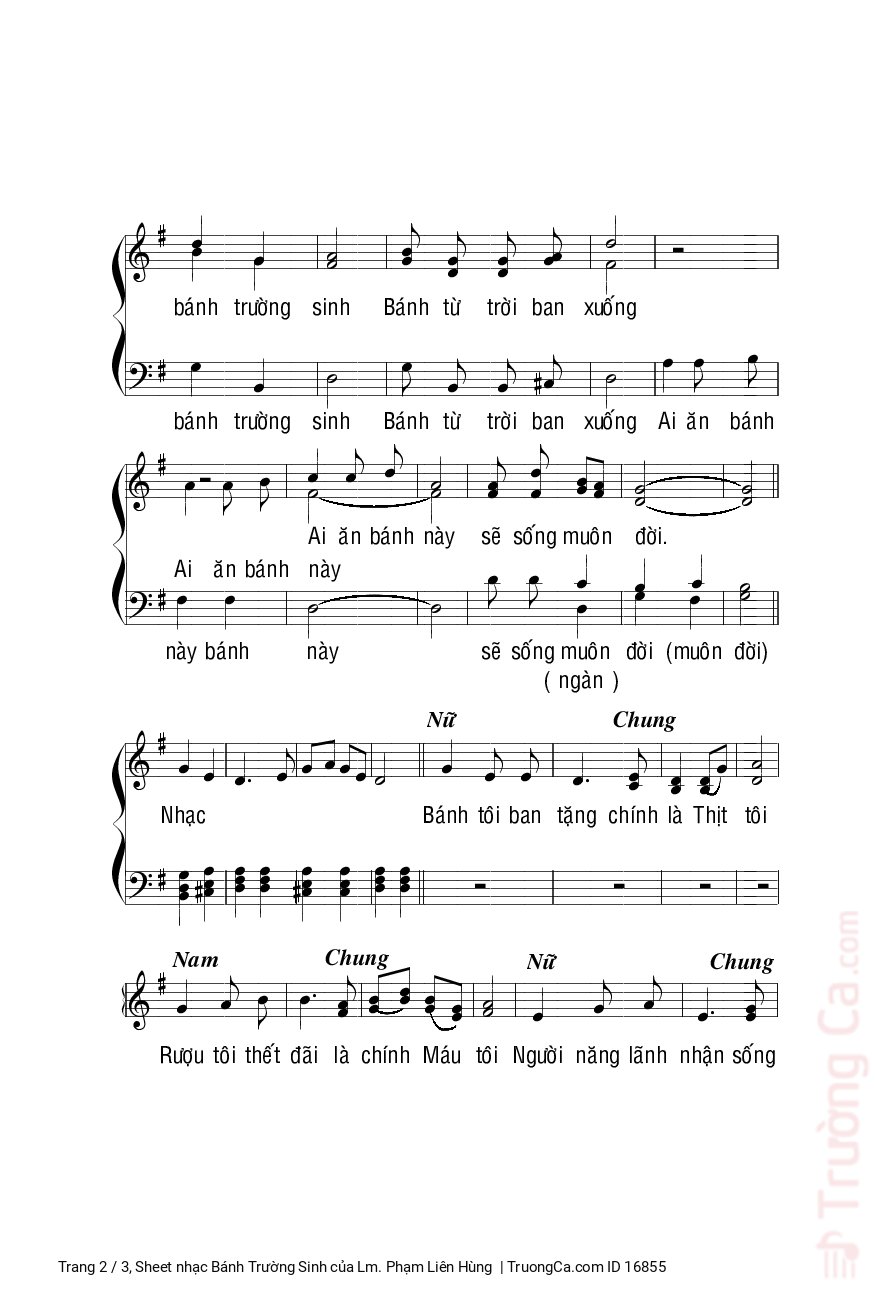 Page 2 of Sheet music PDF Bánh Trường Sinh - Lm. Phạm Liên Hùng