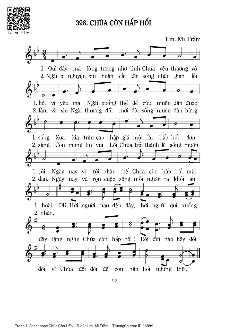 Page 1 of Sheet music PDF Chúa Còn Hấp Hối - Lm. Mi Trầm
