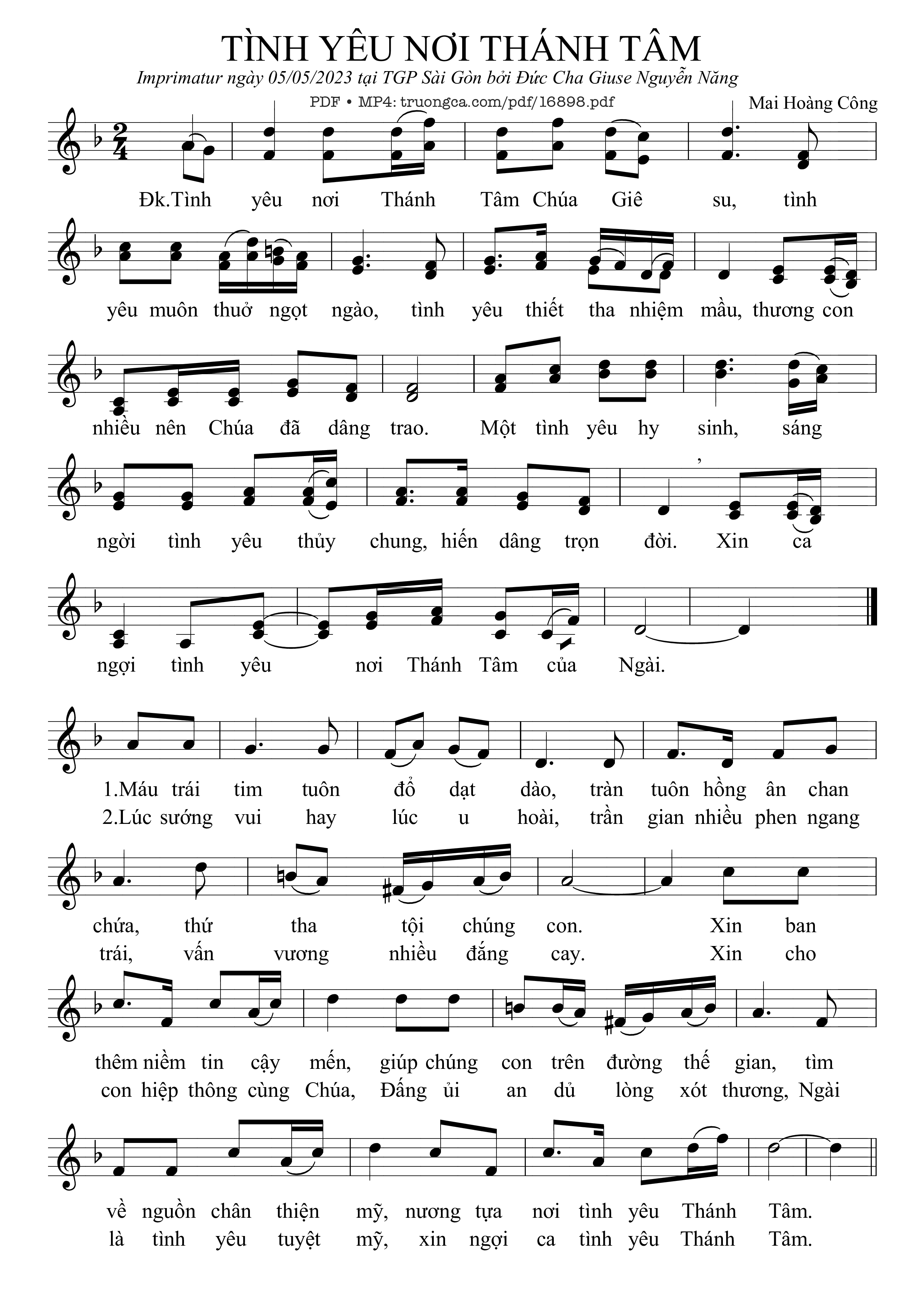 Page 1 of Sheet music PDF Tình Yêu Nơi Thánh Tâm - Mai Hoàng Công
