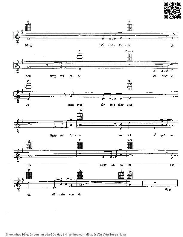 Page 3 of Sheet music PDF Để quên con tim - Đức Huy
