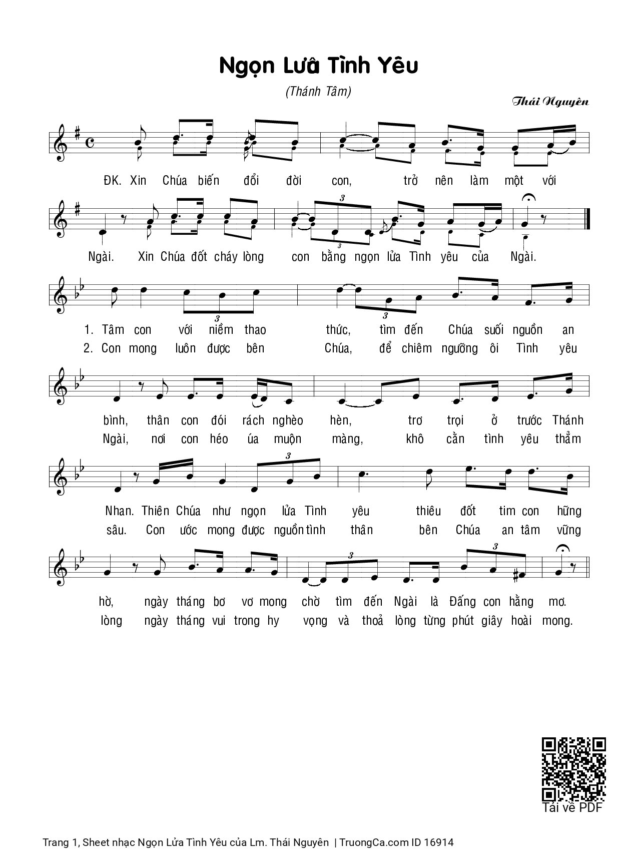 Sheet PDF of Ngọn Lửa Tình Yêu