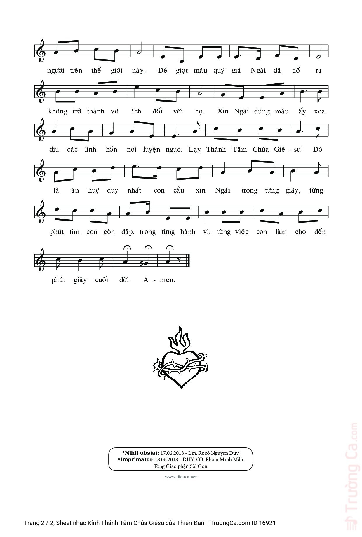 Page 2 of Sheet music PDF Kính Thánh Tâm Chúa Giêsu - Thiên Đan