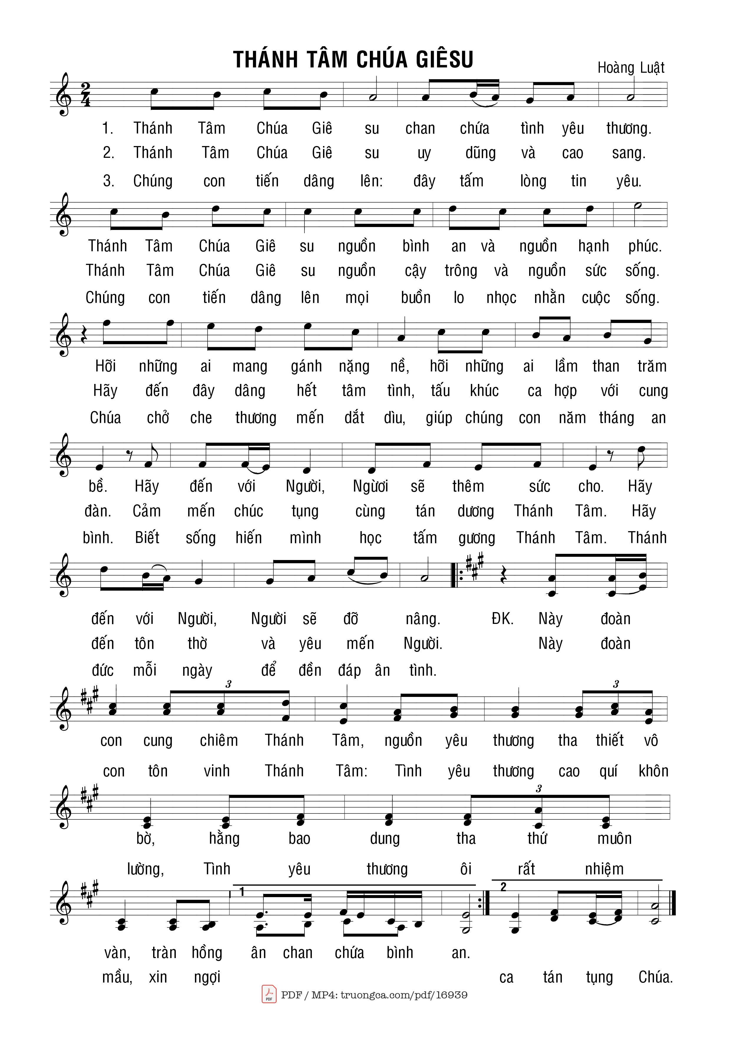 Page 1 of Sheet music PDF Thánh Tâm Chúa Giêsu - Lm. Hoàng Luật