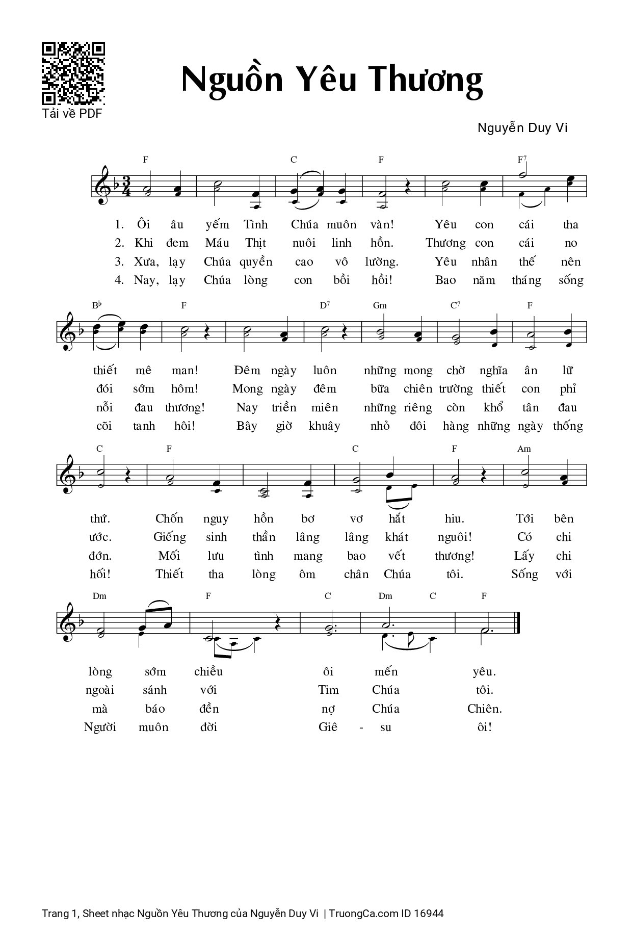 Sheet PDF of Nguồn Yêu Thương