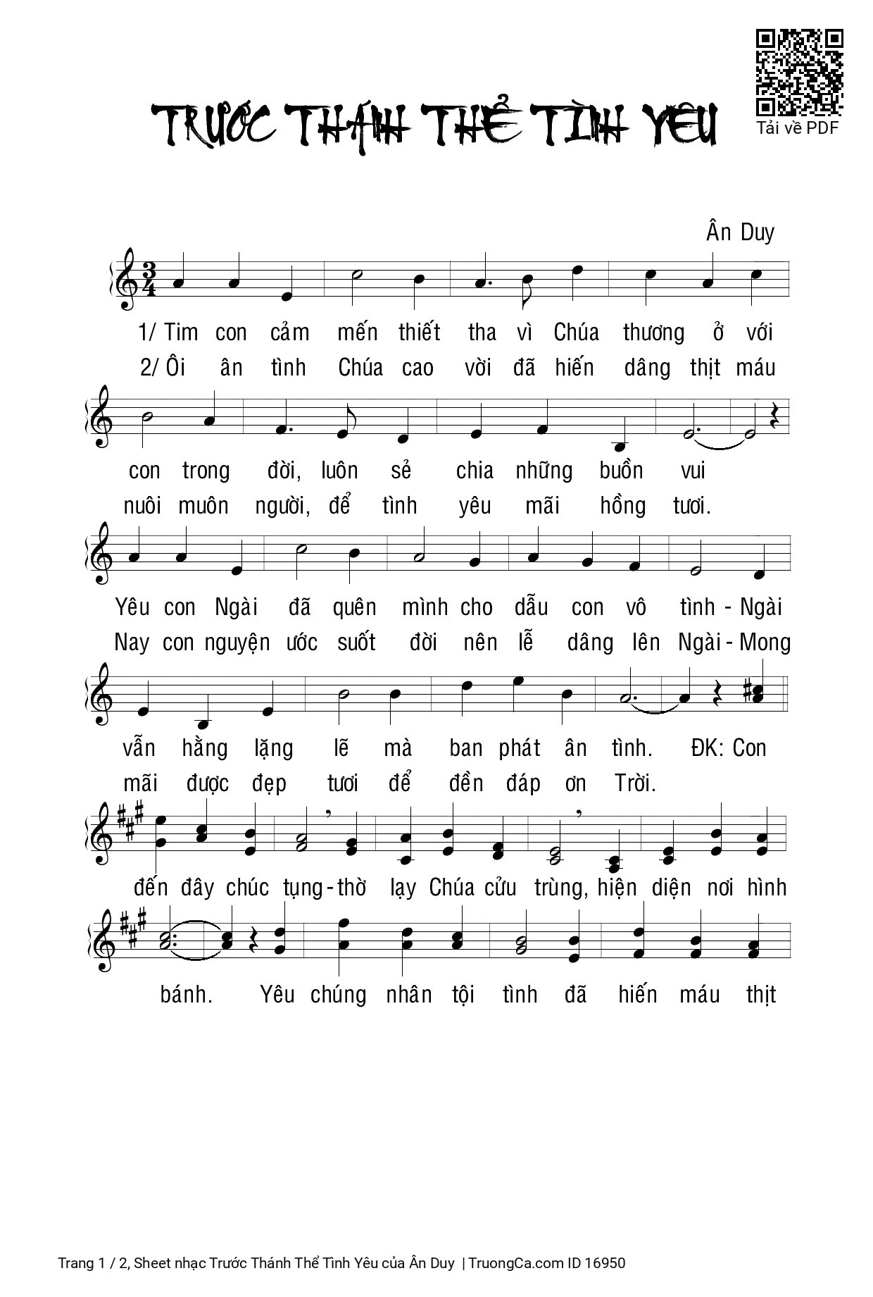 Sheet PDF of Trước Thánh Thể Tình Yêu