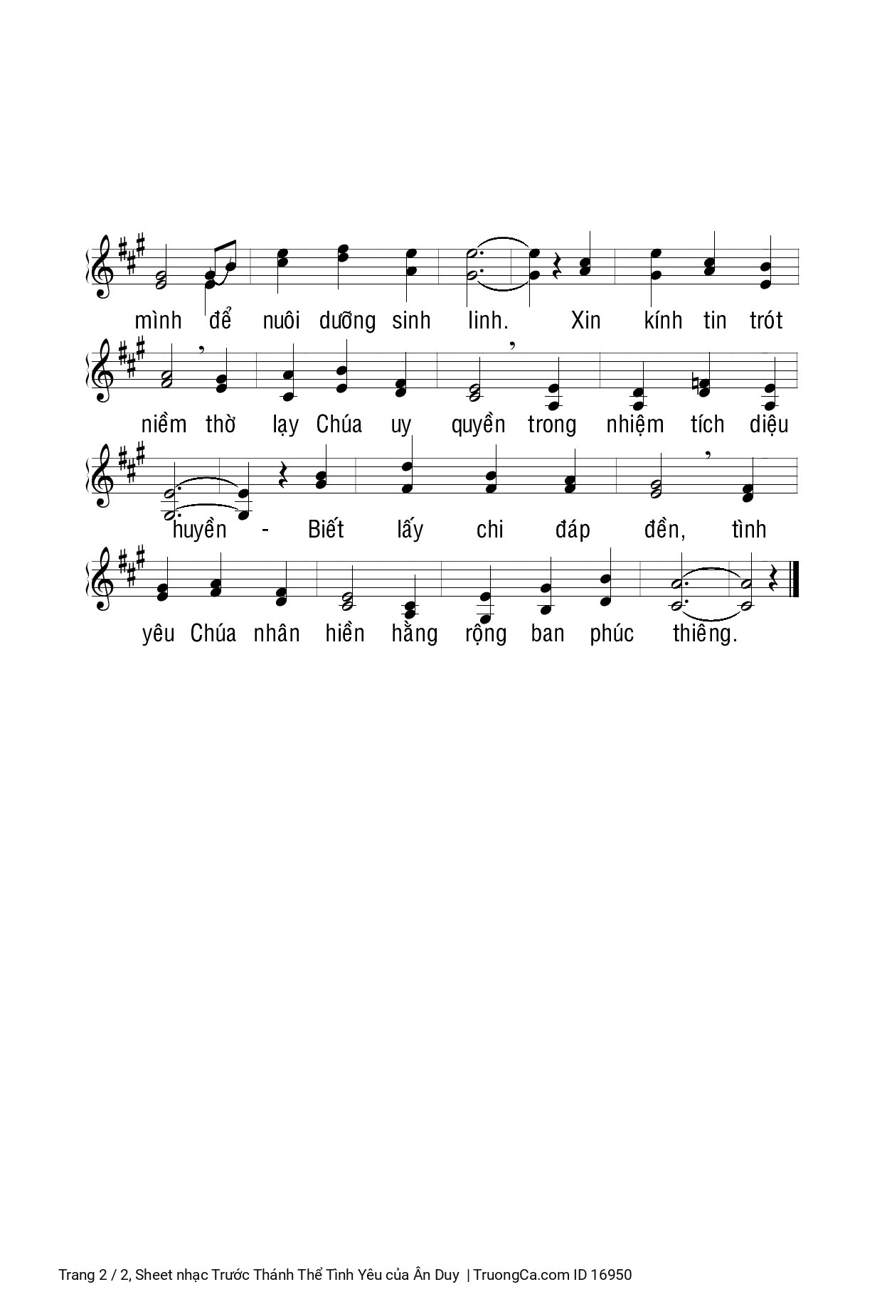 Page 2 of Sheet music PDF Trước Thánh Thể Tình Yêu - Ân Duy