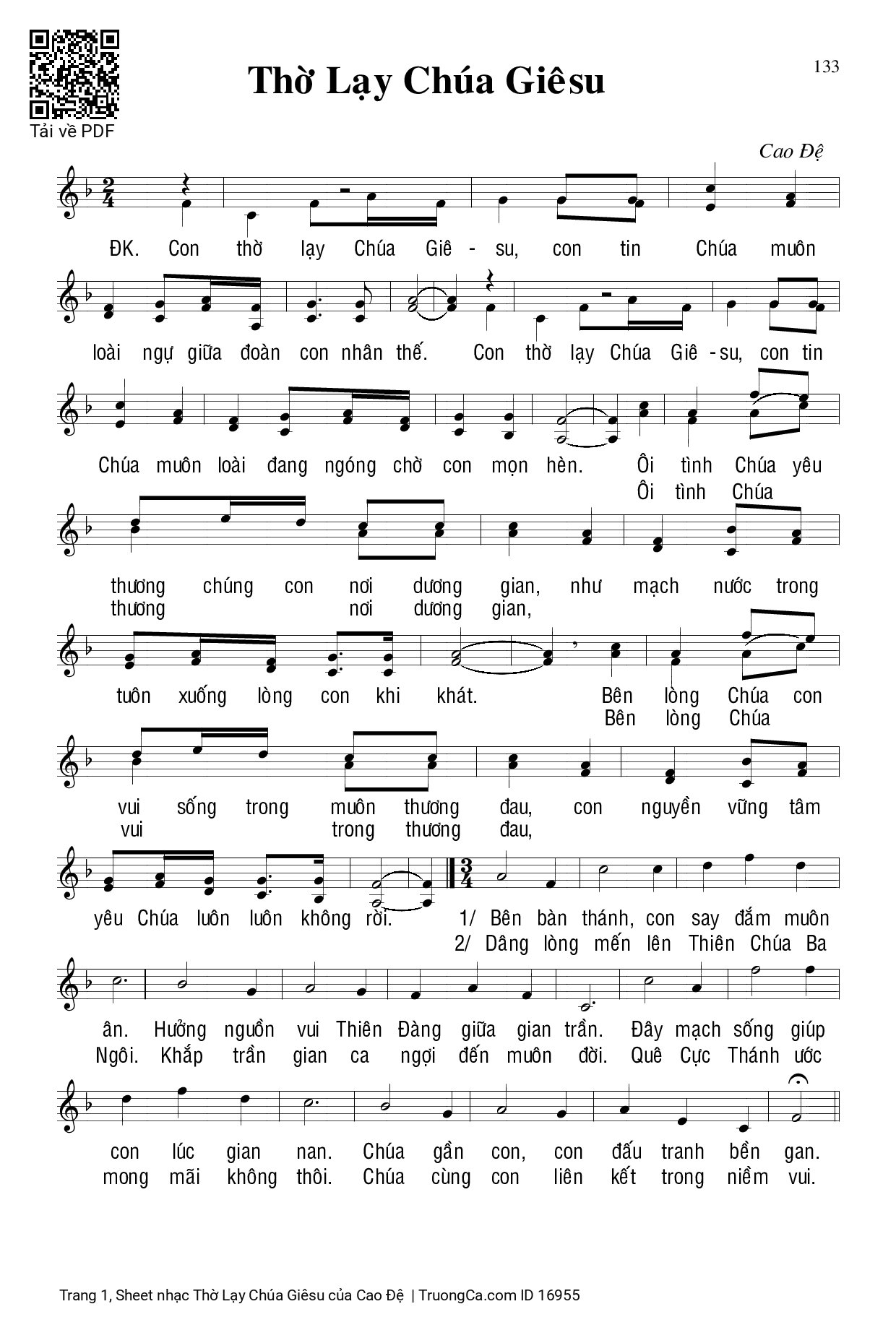 Sheet PDF of Thờ Lạy Chúa Giêsu