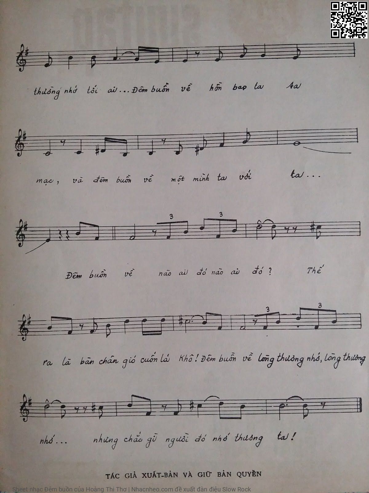 Page 3 of Sheet music PDF Đêm buồn - Hoàng Thi Thơ