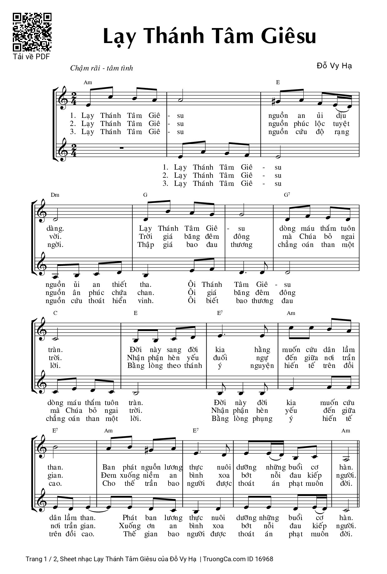 Sheet PDF of Lạy Thánh Tâm Giêsu