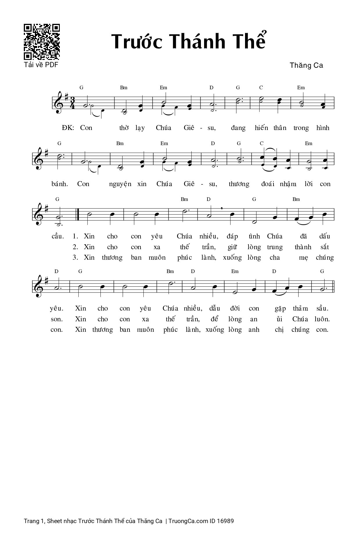 Sheet PDF of Trước Thánh Thể