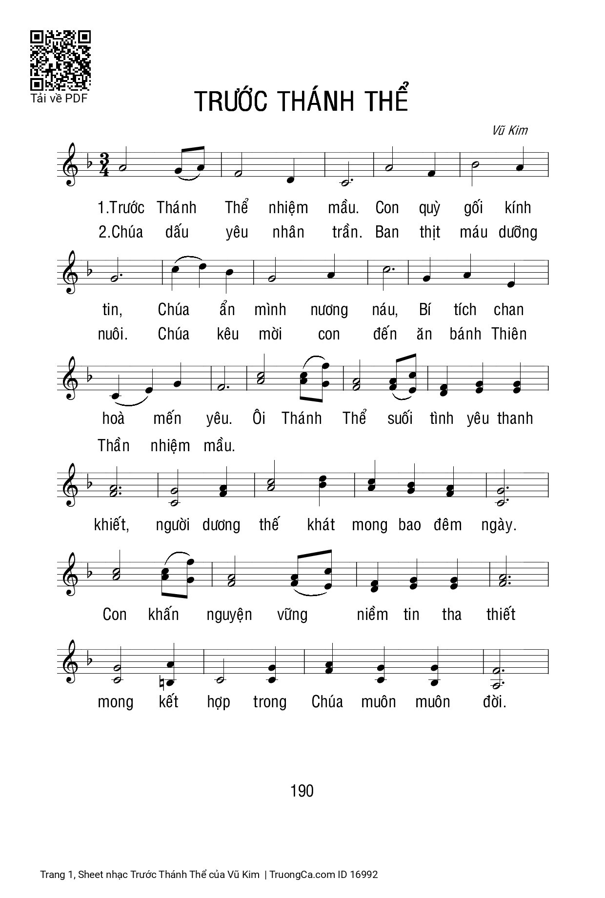 Sheet PDF of Trước Thánh Thể