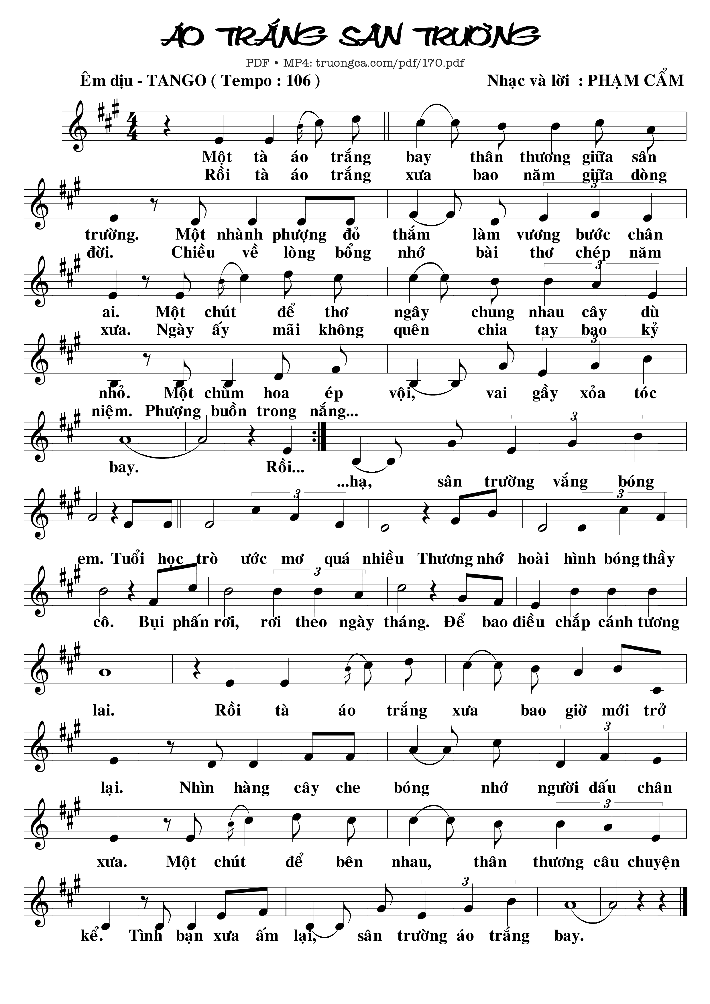 Sheet PDF of Áo trắng sân trường