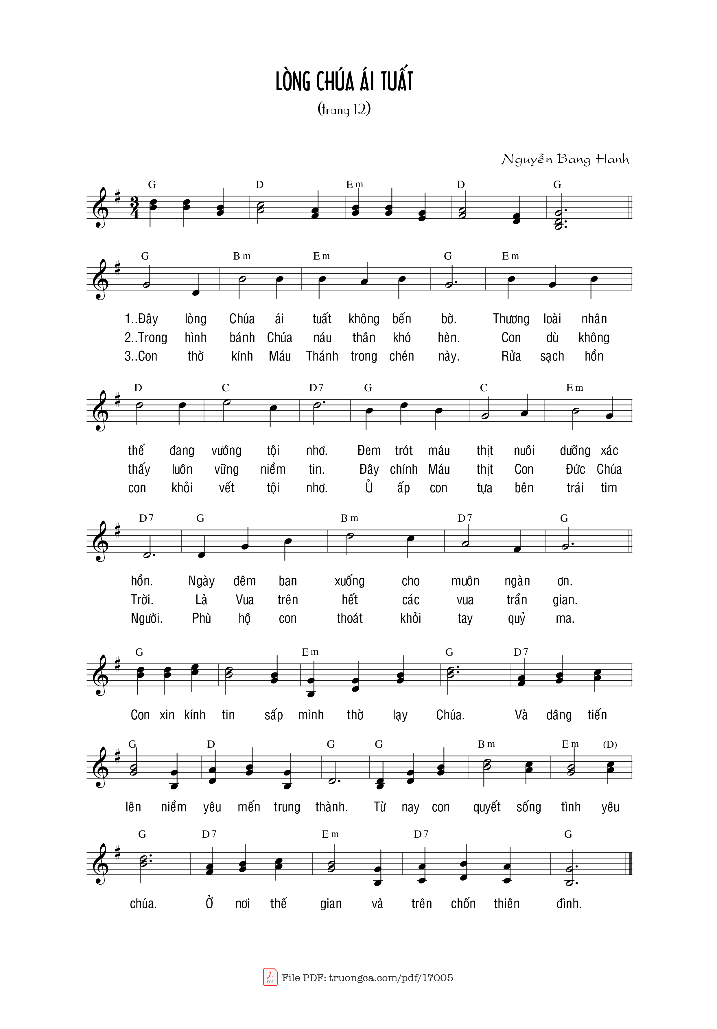 Sheet PDF of Lòng Chúa ái Tuất