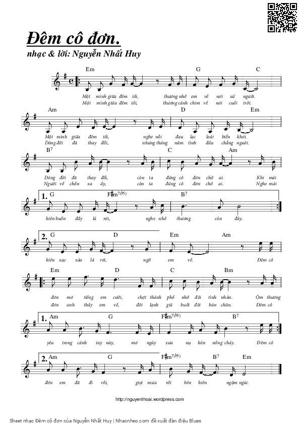 Sheet PDF of Đêm cô đơn