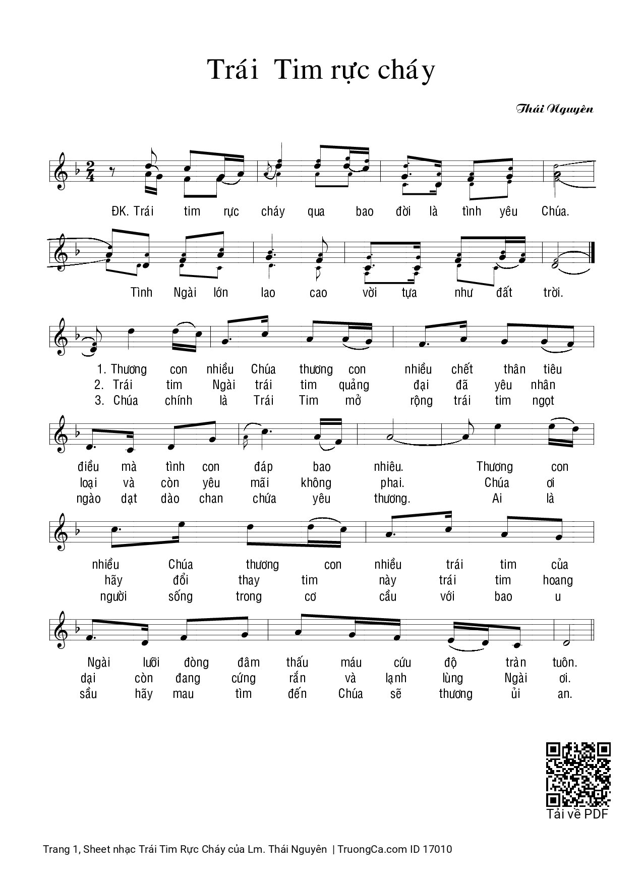 Sheet PDF of Trái Tim Rực Cháy