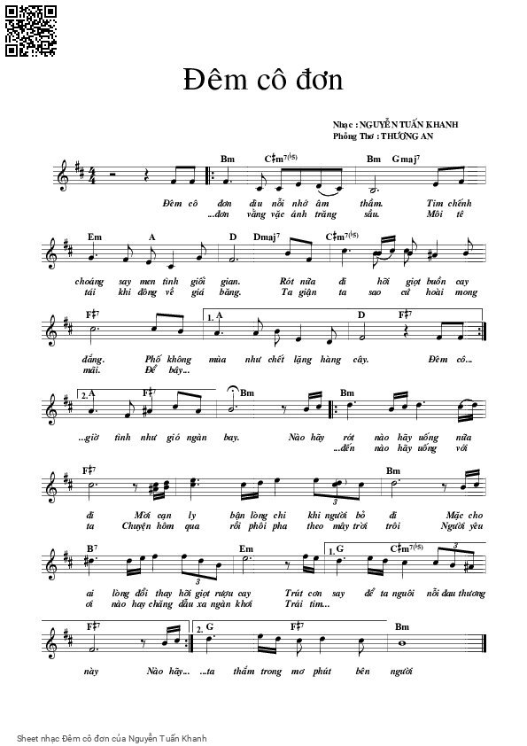 Sheet PDF of Đêm cô đơn