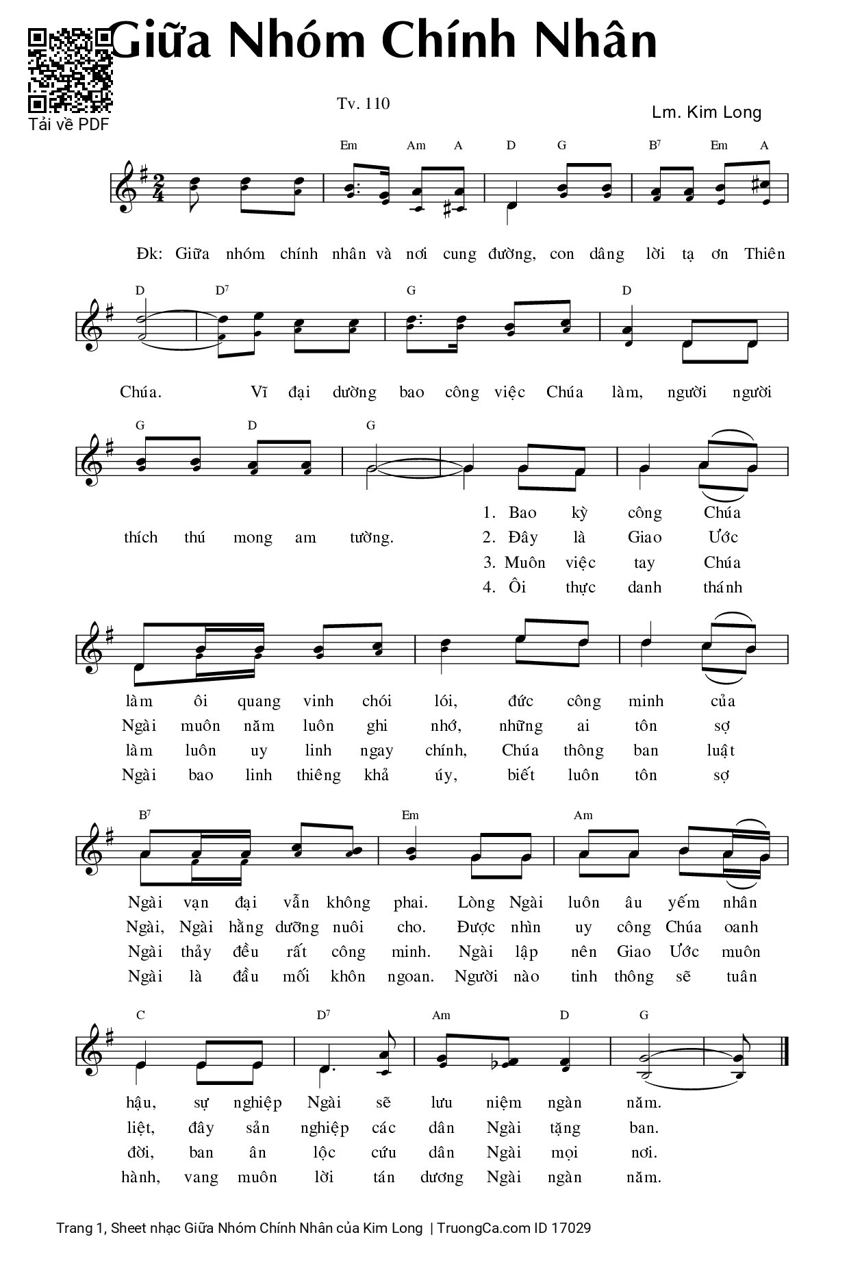 Sheet PDF of Giữa Nhóm Chính Nhân