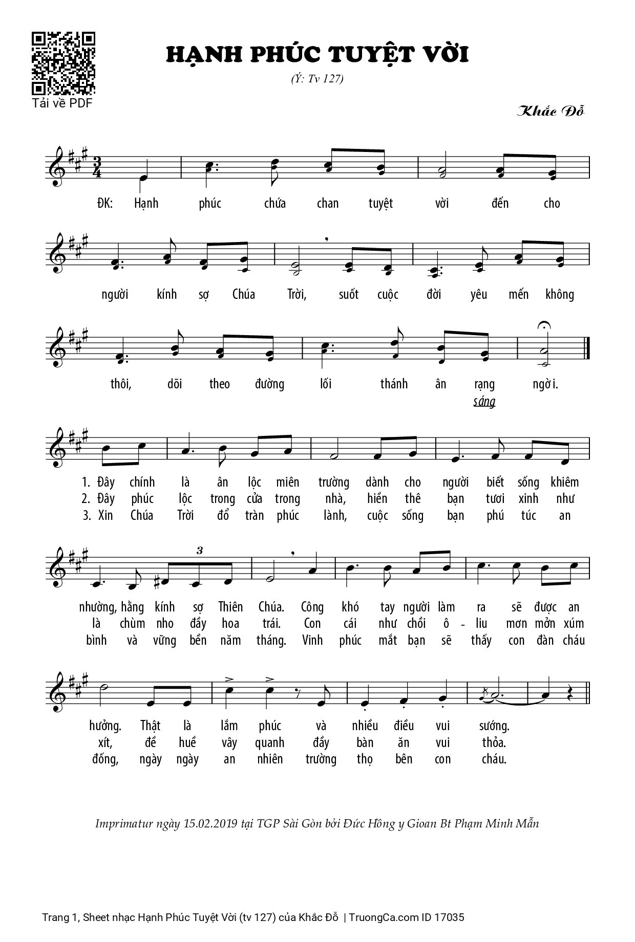 Sheet PDF of Hạnh Phúc Tuyệt Vời (tv 127)