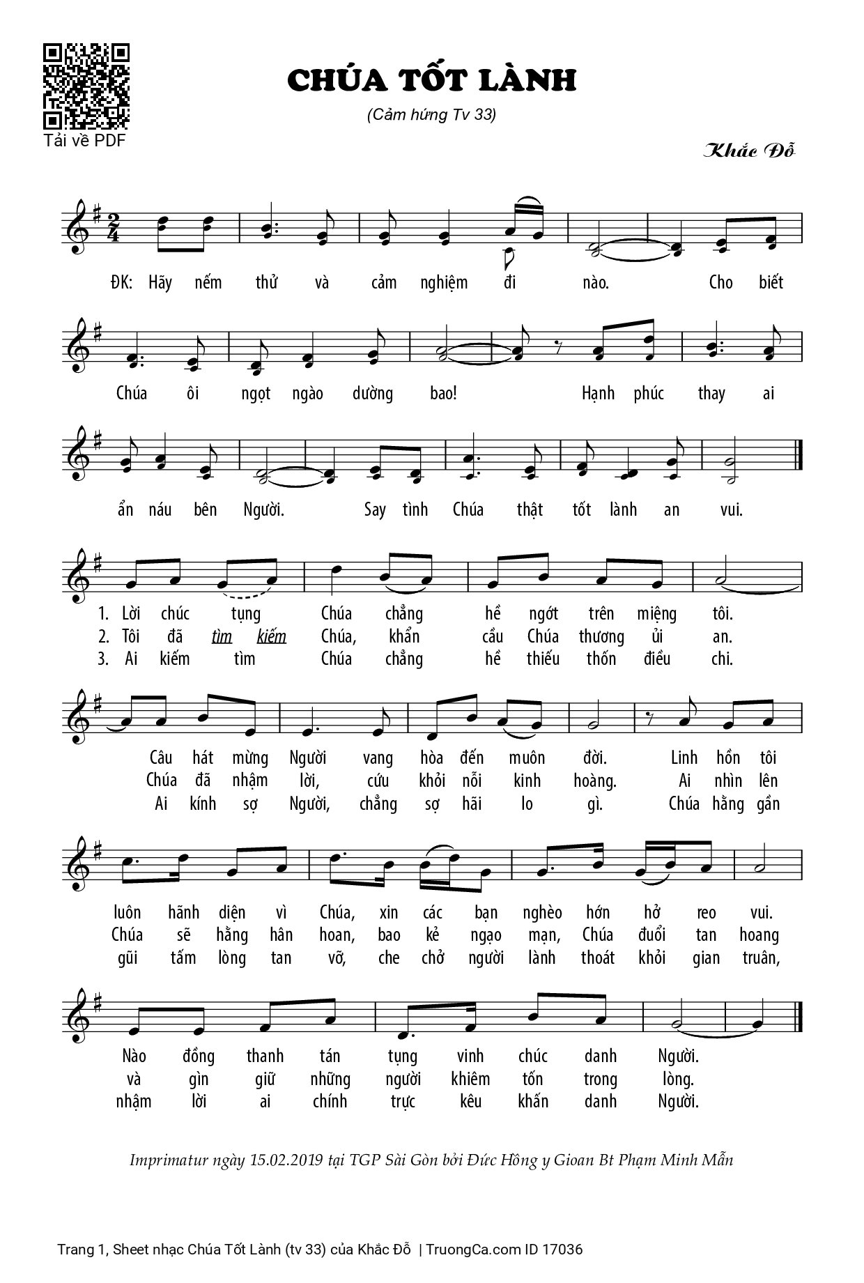 Sheet PDF of Chúa Tốt Lành (tv 33)