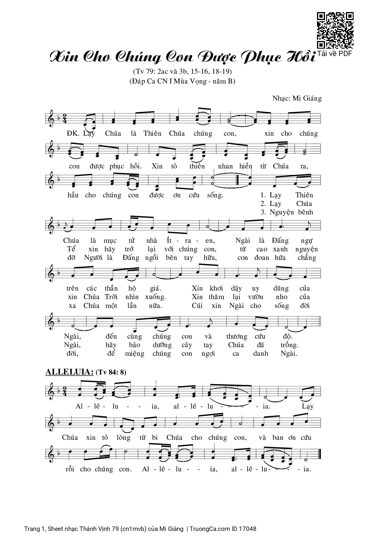 Page 1 of Sheet music PDF Thánh Vịnh 79 (cn1mvb) - Mi Giáng
