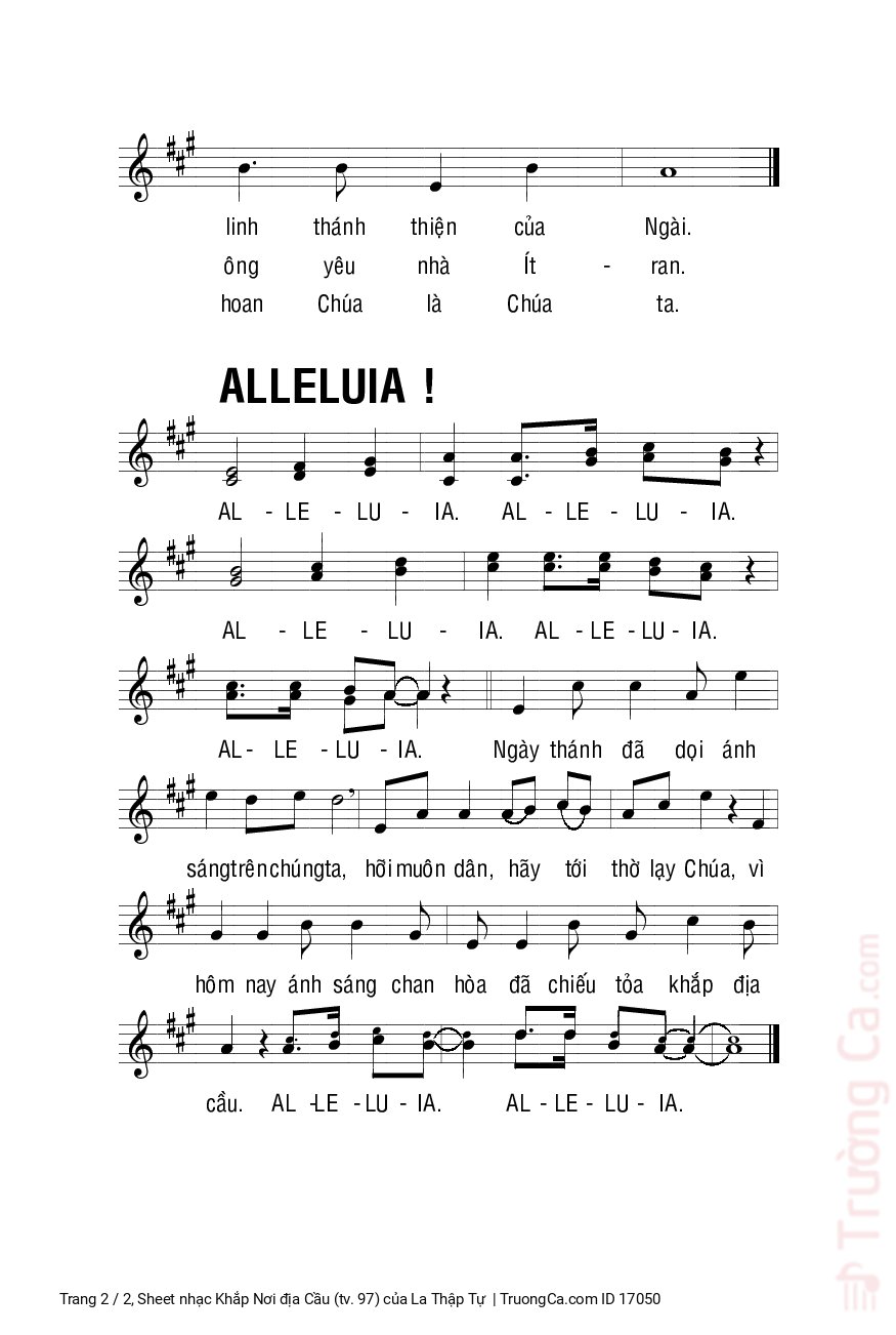 Page 2 of Sheet music PDF Khắp Nơi địa Cầu (tv. 97) - La Thập Tự
