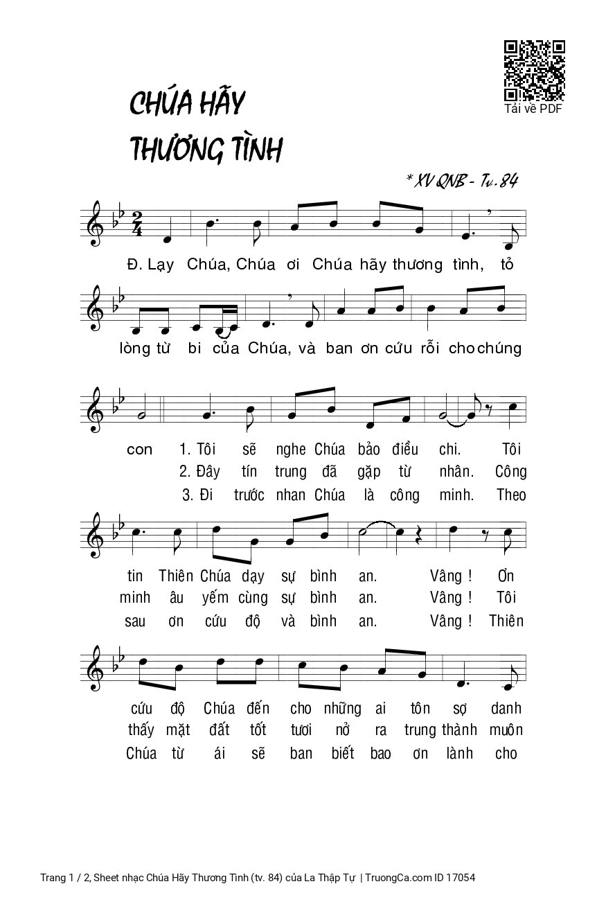 Page 1 of Sheet music PDF Chúa Hãy Thương Tình (tv. 84) - La Thập Tự