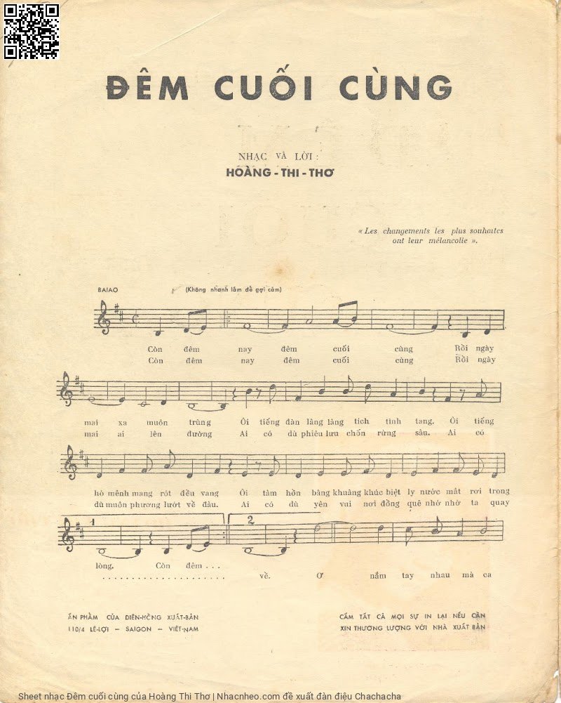 Page 2 of Sheet music PDF Đêm cuối cùng - Hoàng Thi Thơ