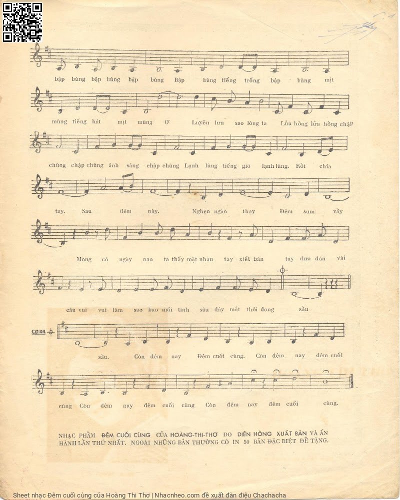 Page 3 of Sheet music PDF Đêm cuối cùng - Hoàng Thi Thơ
