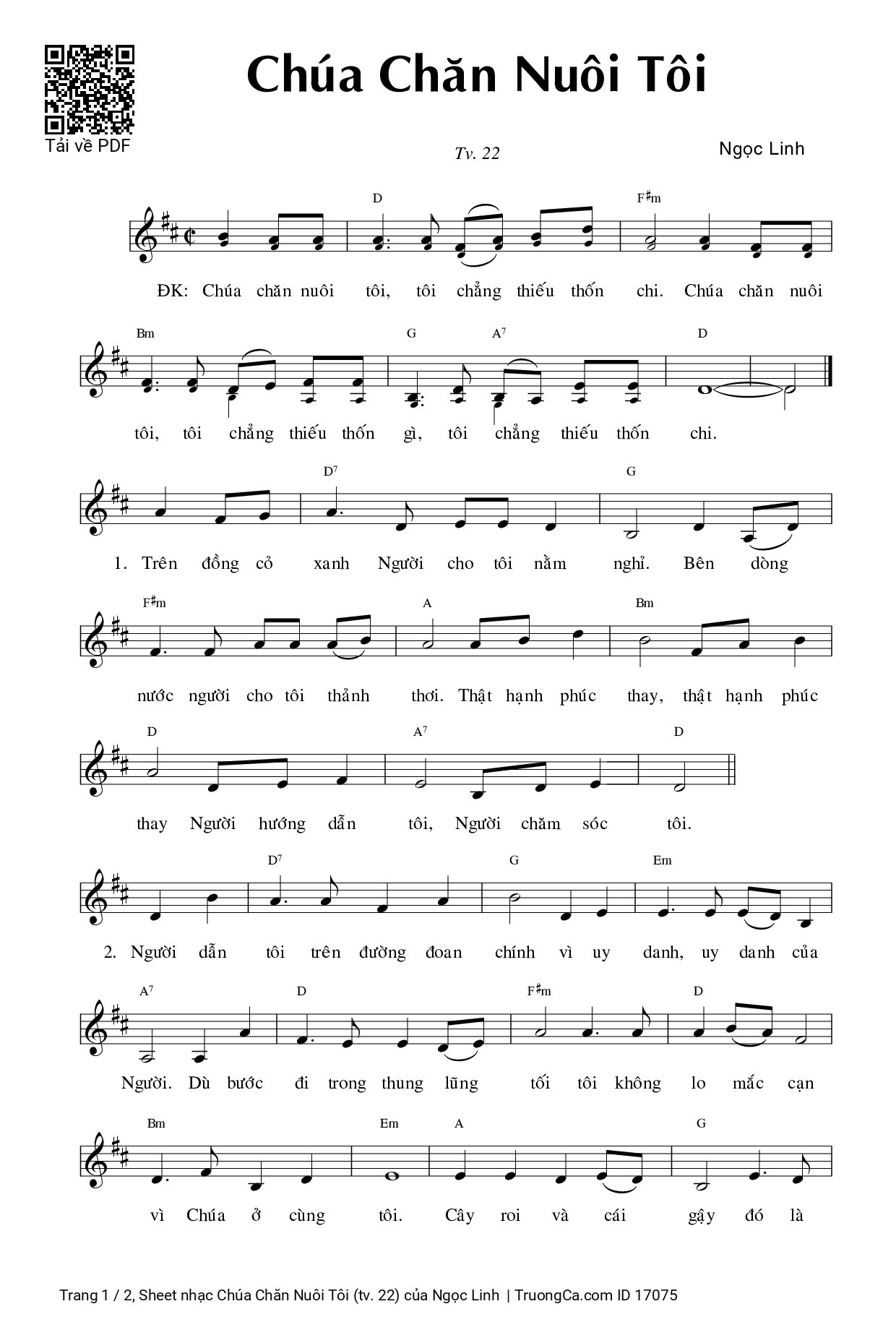 Chúa chăn nuôi tôi tôi chẳng thiếu thốn chi, Trang 2