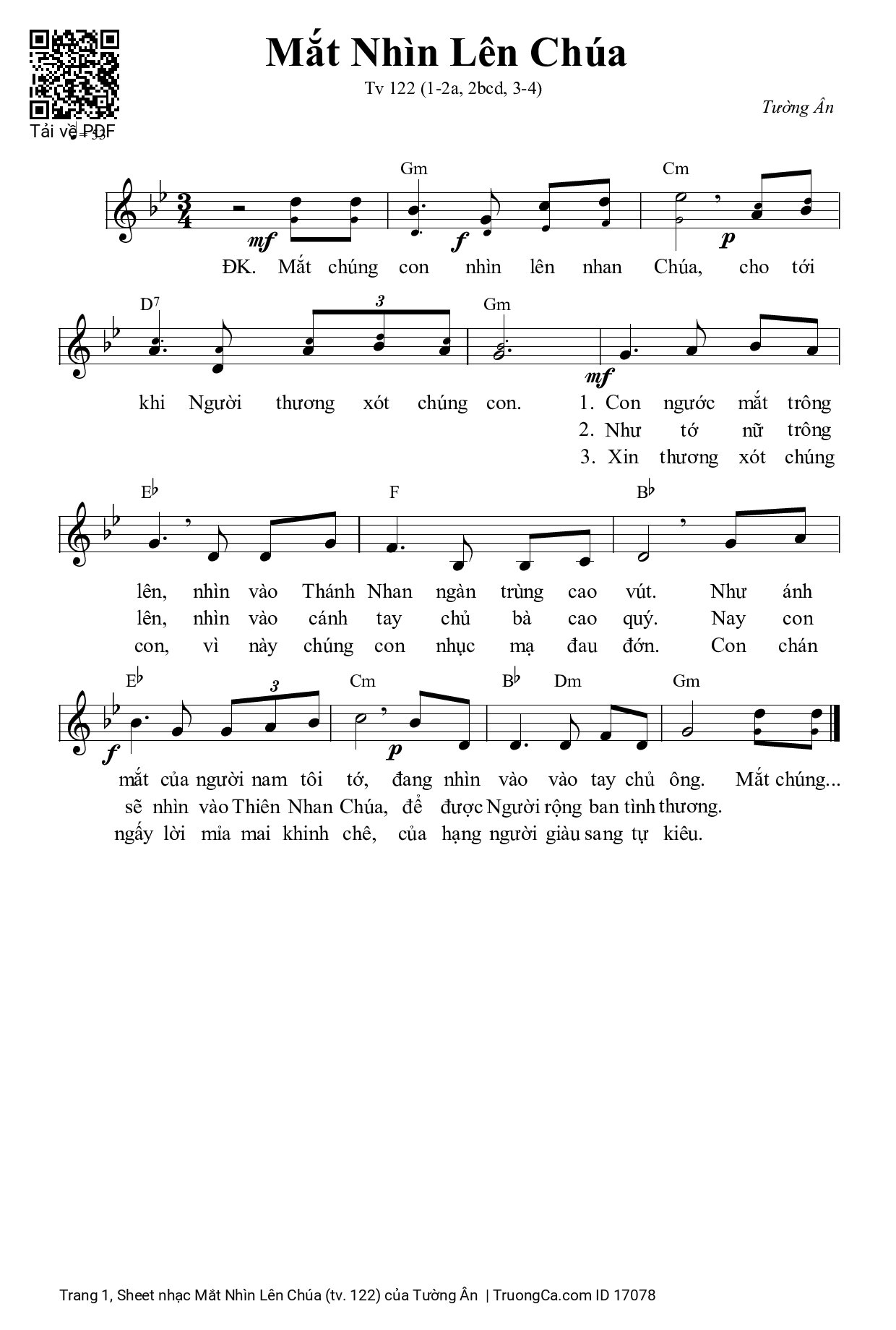 Sheet PDF of Mắt Nhìn Lên Chúa (tv. 122)