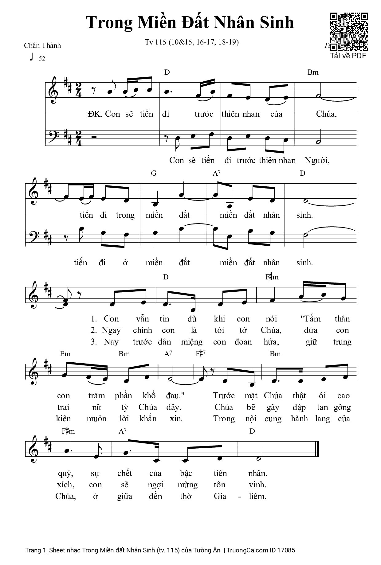 Sheet PDF of Trong Miền đất Nhân Sinh (tv. 115)